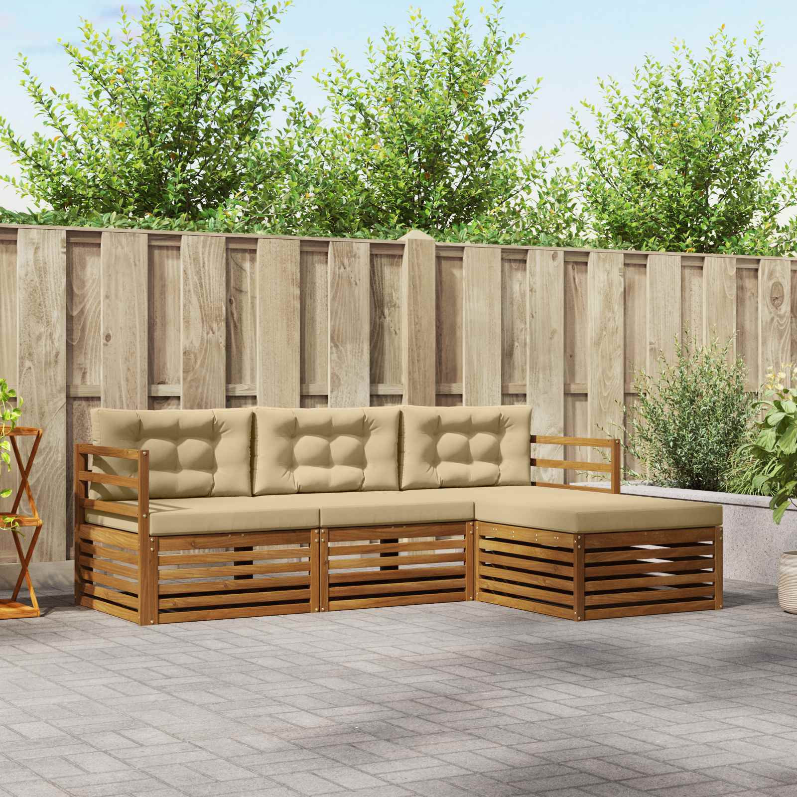 vidaXL Outdoor-Sofagarnitur Natur und Beige 245,5 x 162,5 x 73 cm