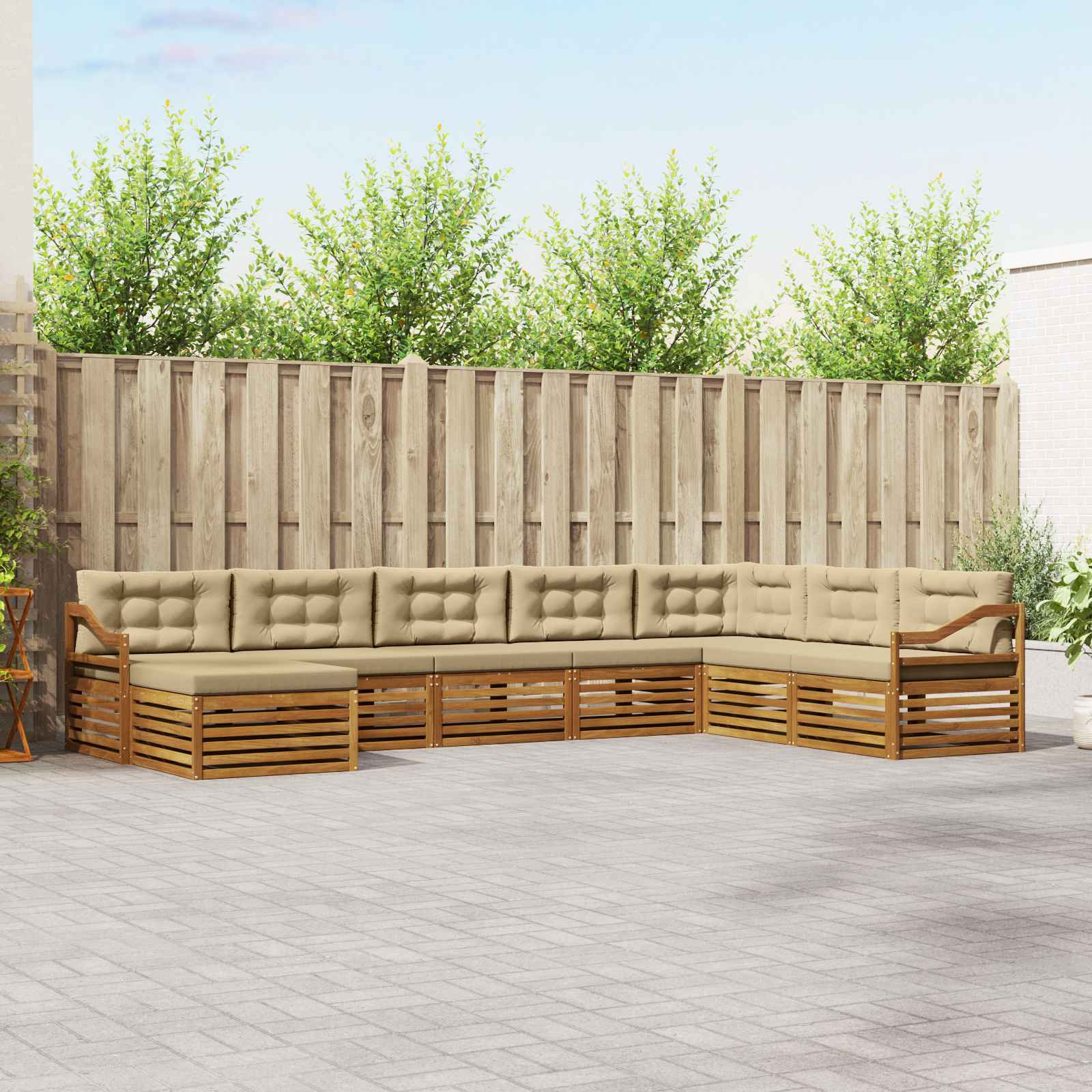 vidaXL Outdoor-Sofagarnitur mit Kissen 8 pcs Natur und Beige