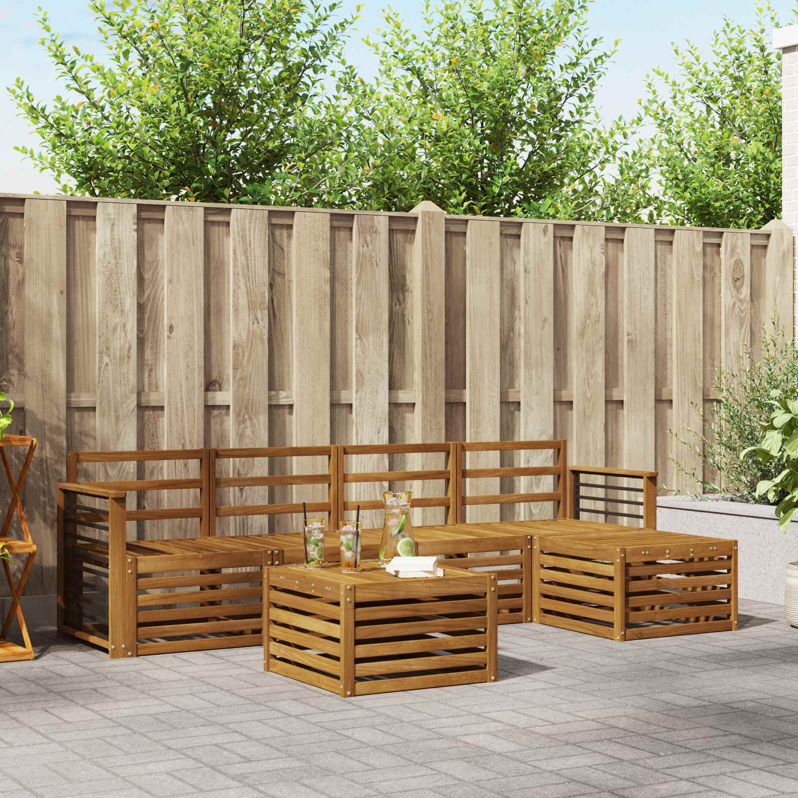 vidaXL Sofagarnituren 6 pcs Natur Massivholz Akazie