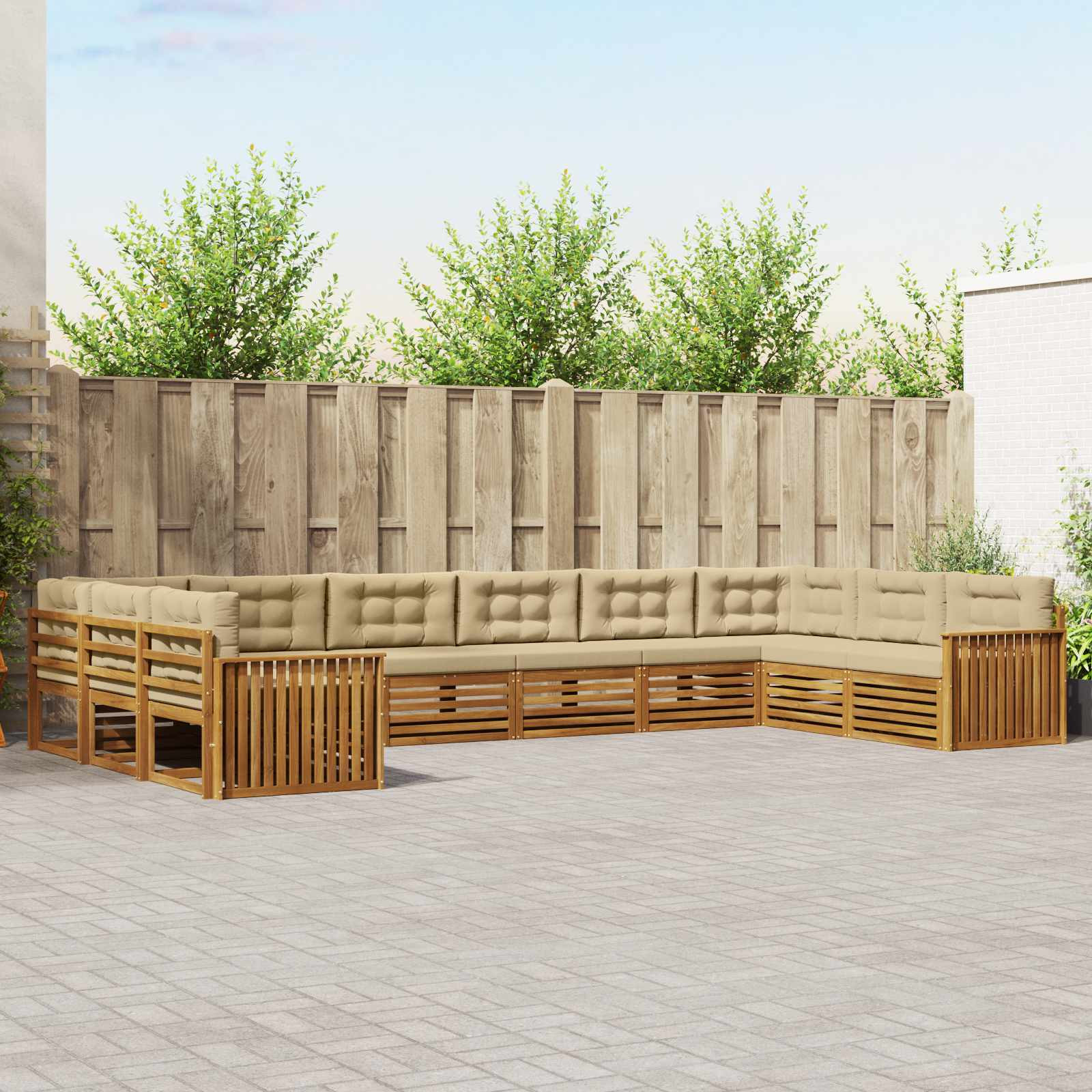 vidaXL Sofagarnituren 8 Stk. Natur und Beige Massivholz Akazie