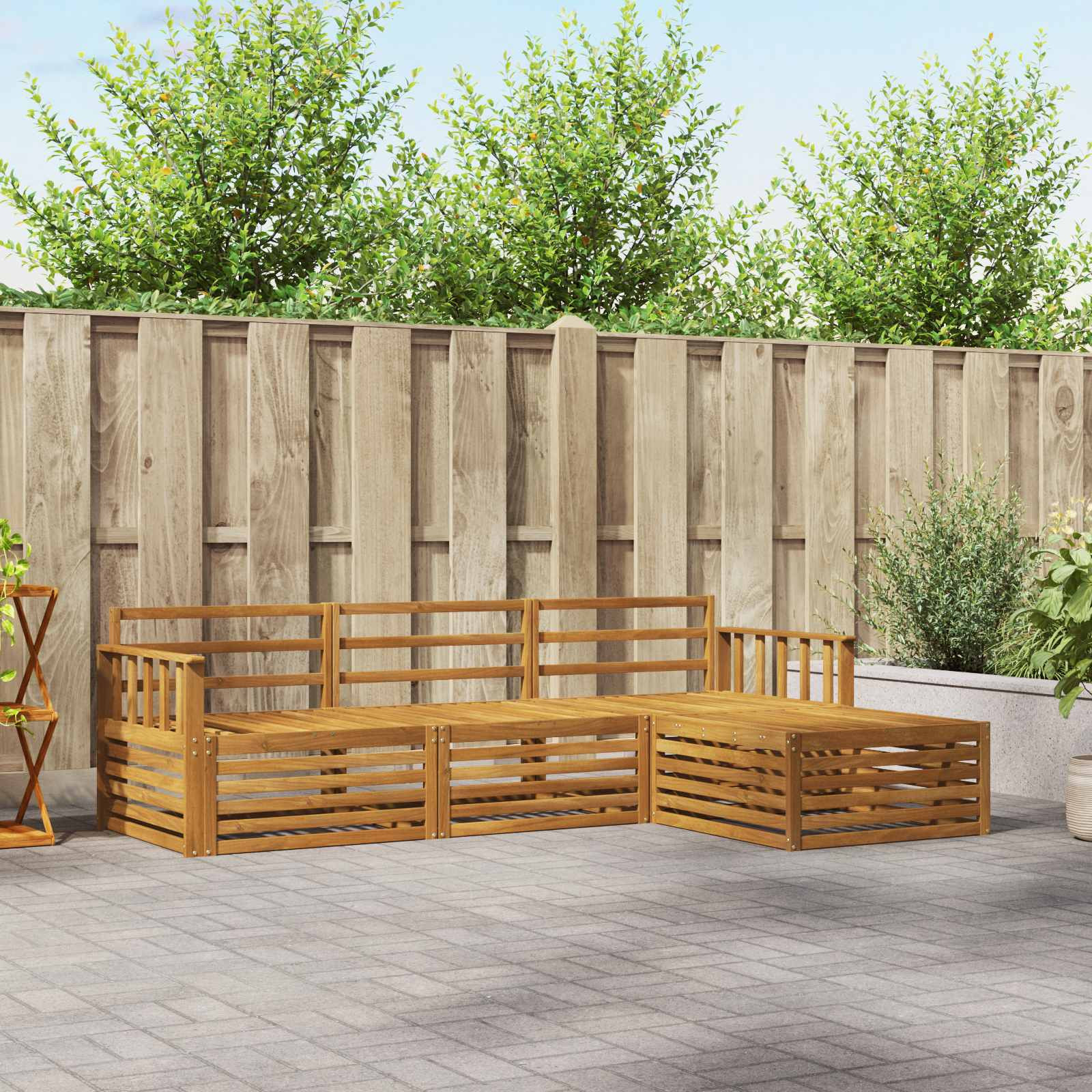 vidaXL Outdoor-Sofagarnitur Natur 249,5 x 162,5 x 73 cm