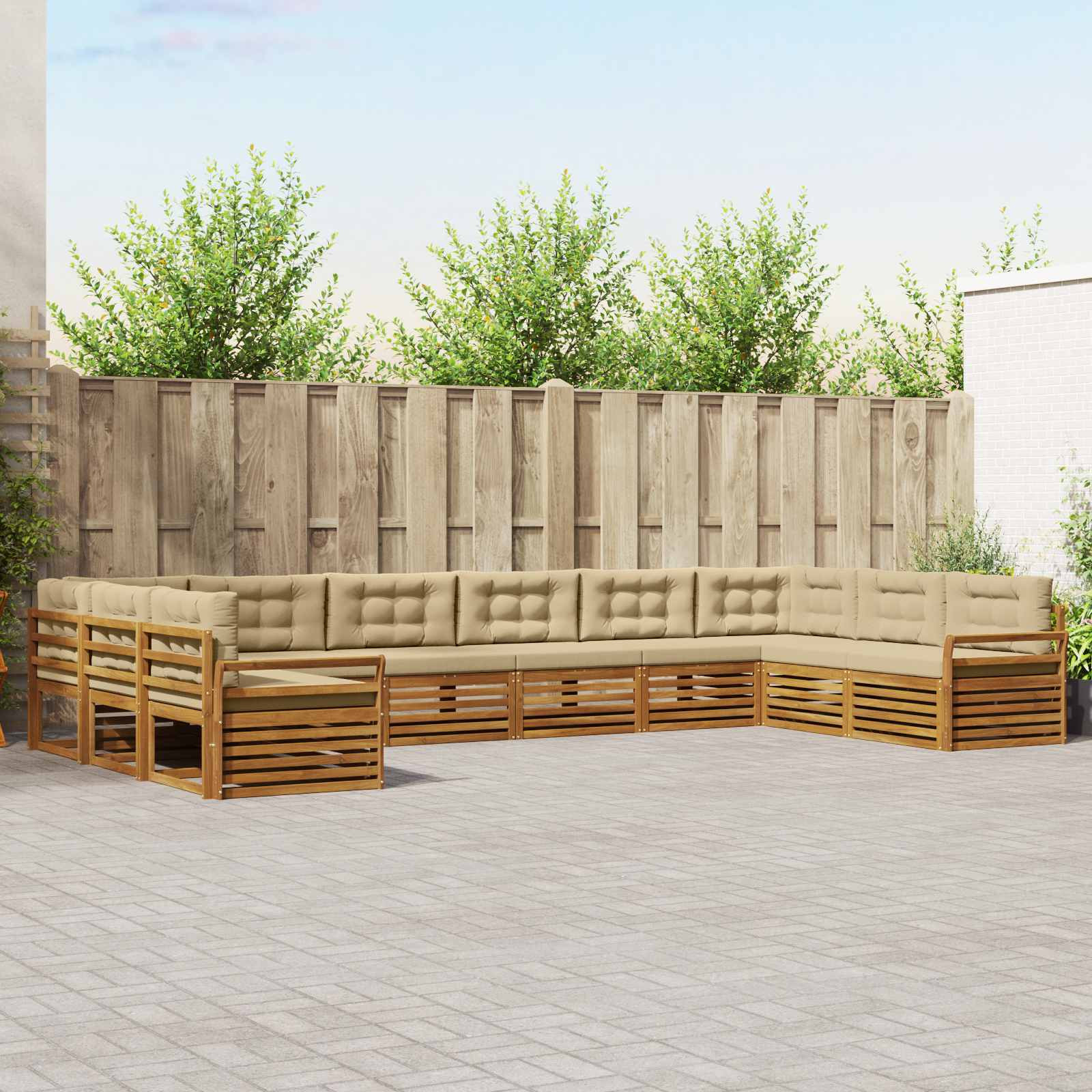 vidaXL Sofagarnituren 8 Stk. Natur und Beige Massivholz Akazie