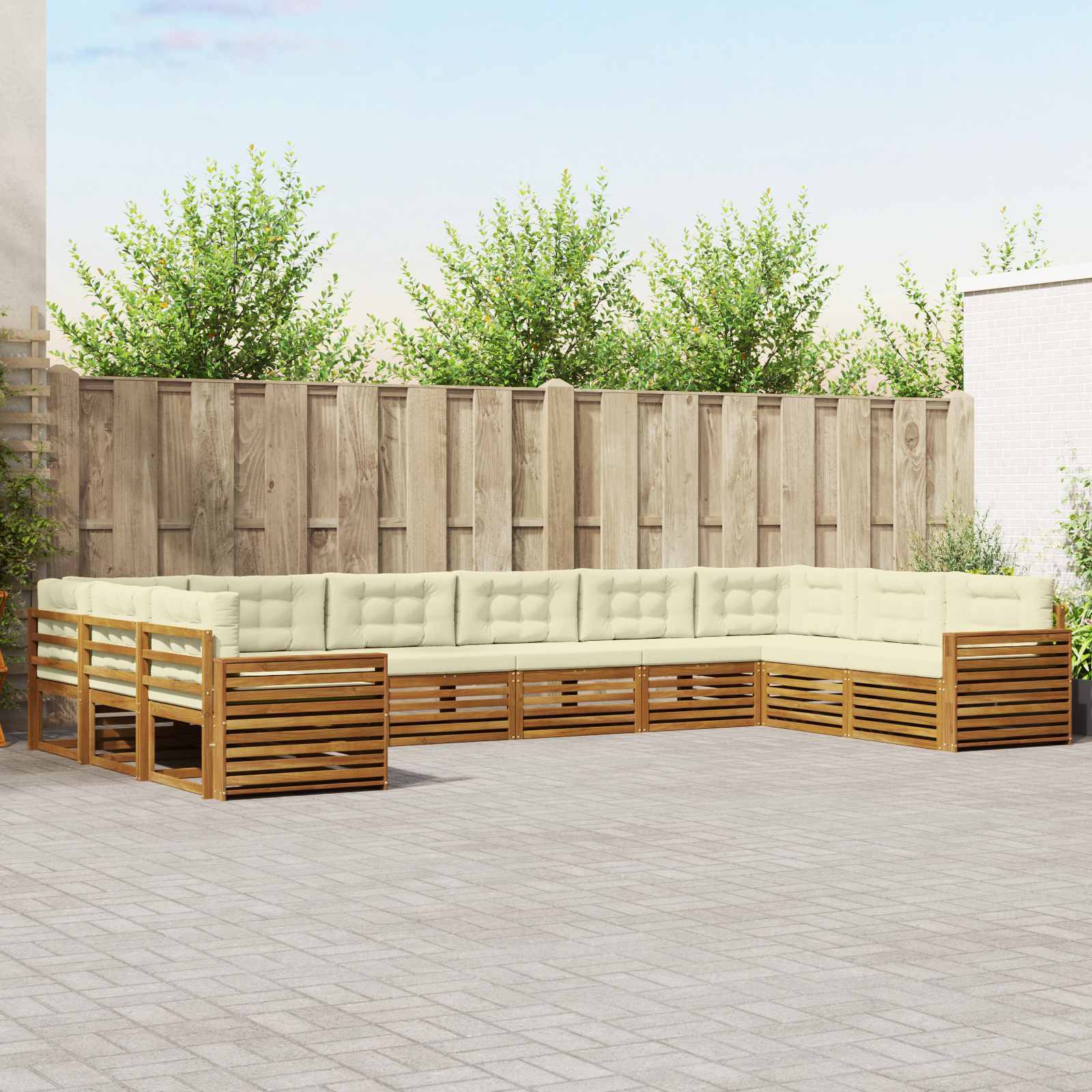 vidaXL Sofagarnituren 8 Stk. Natur und Creme Massivholz Akazie