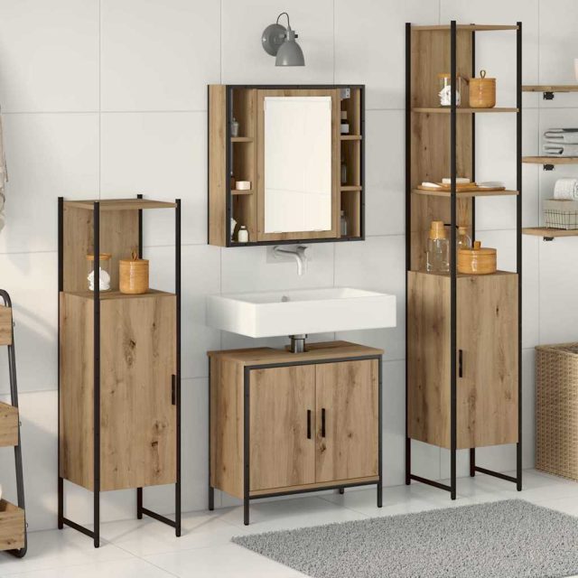 vidaXL Badezimmermöbel-Set 4 Stk. Braun 33 x 33 x 185,5 cm