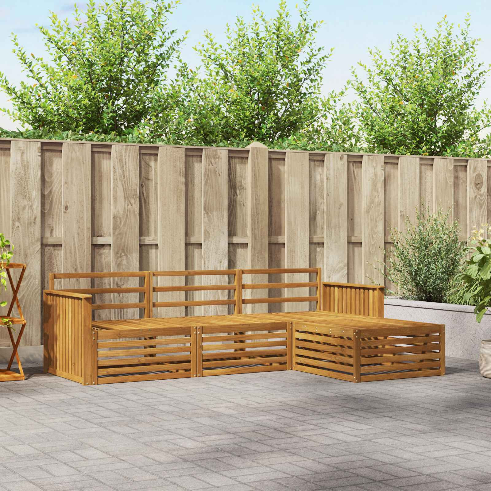 vidaXL Outdoor-Sofagarnitur Natur 249,5 x 162,5 x 73 cm