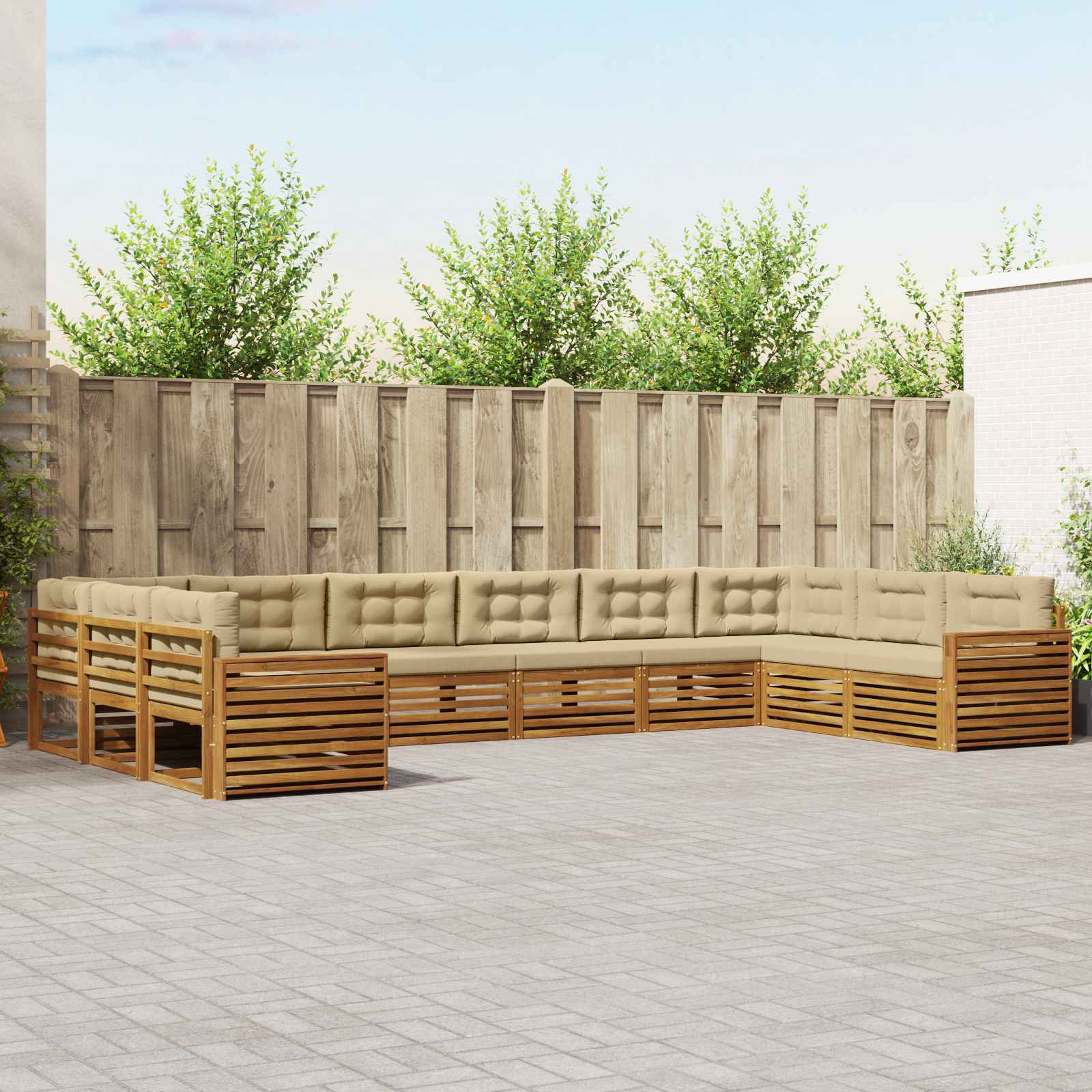 vidaXL Sofagarnituren 7 Stk. Natur und Beige Massivholz Akazie