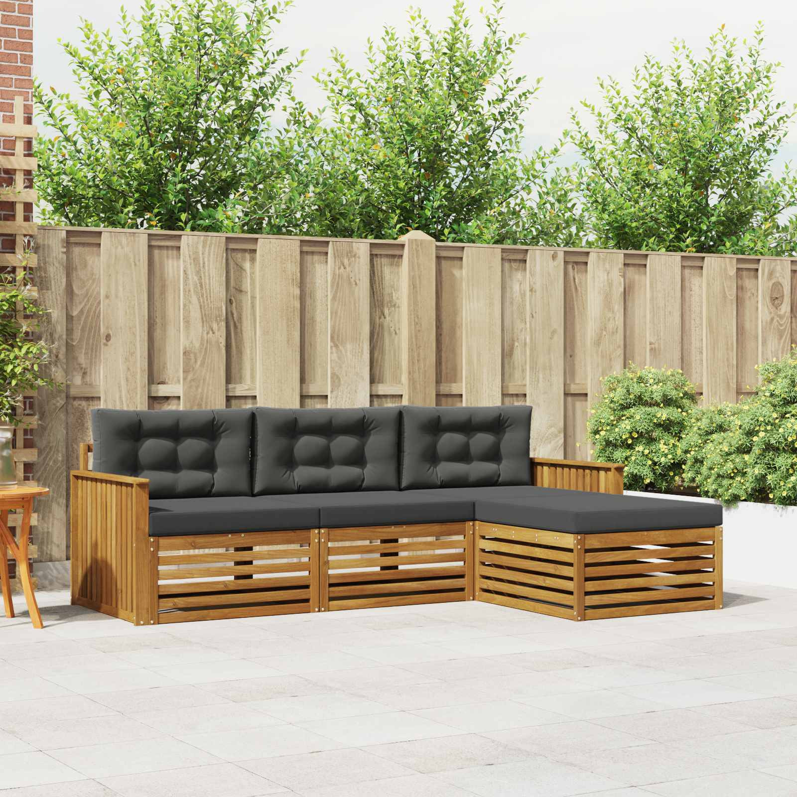 vidaXL Outdoor-Sofagarnitur Natur und Anthrazit 249,5 x 162,5 x 73 cm