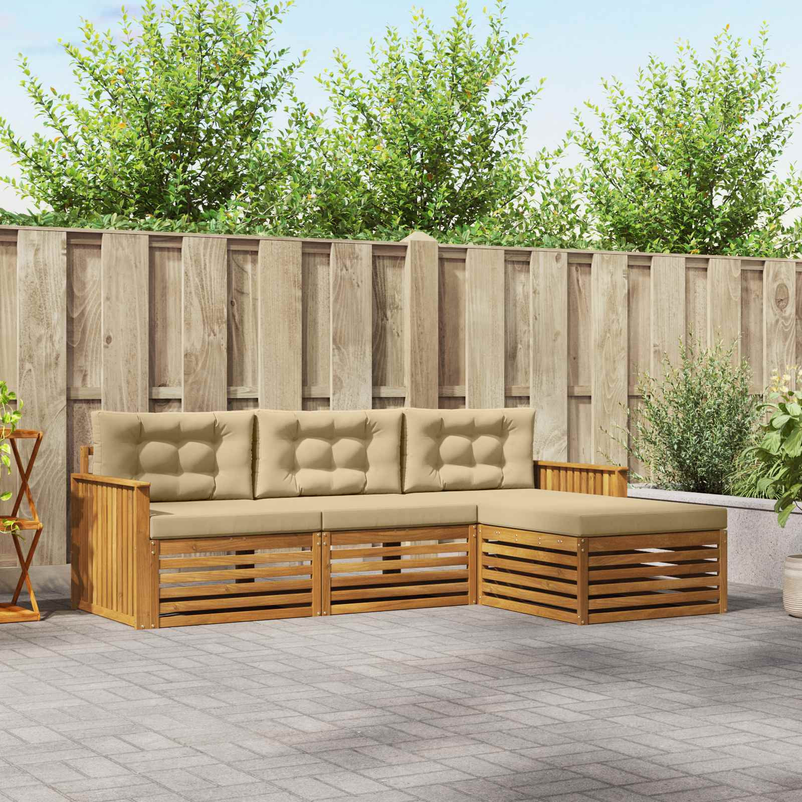 vidaXL Outdoor-Sofagarnitur Natur und Beige 249,5 x 162,5 x 73 cm