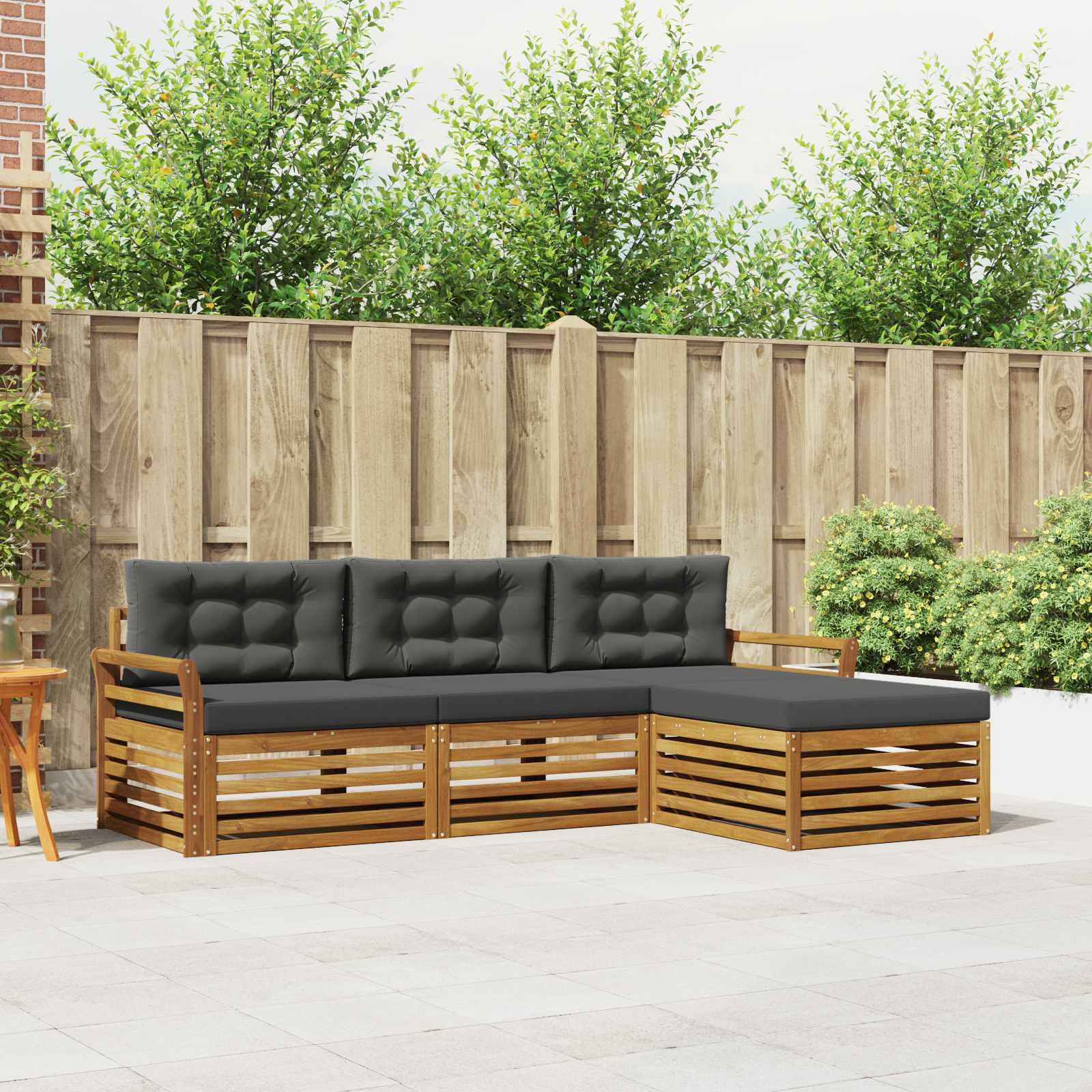 vidaXL Outdoor-Sofagarnitur Natur und Anthrazit 254 x 162,5 x 73 cm