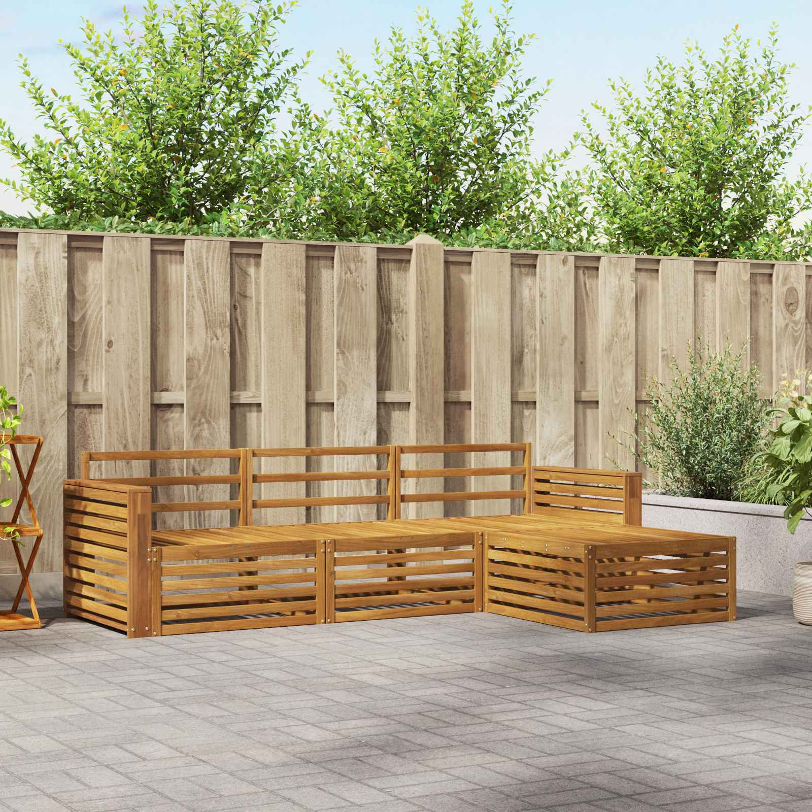 vidaXL Outdoor-Sofagarnitur Natur 257,5 x 162,5 x 73 cm