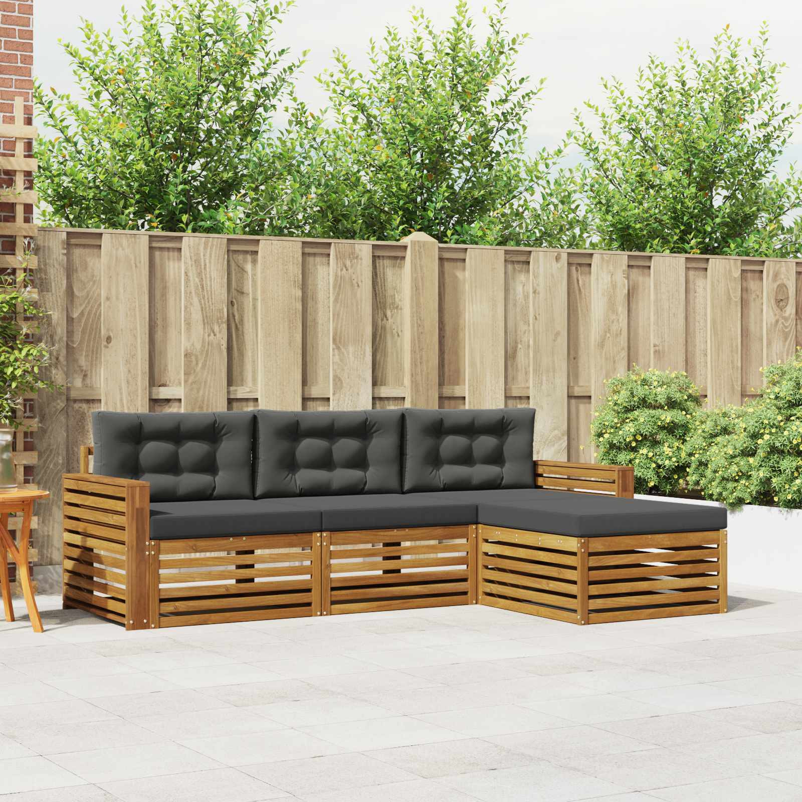 vidaXL Outdoor-Sofagarnitur Natur und Anthrazit 257,5 x 162,5 x 73 cm