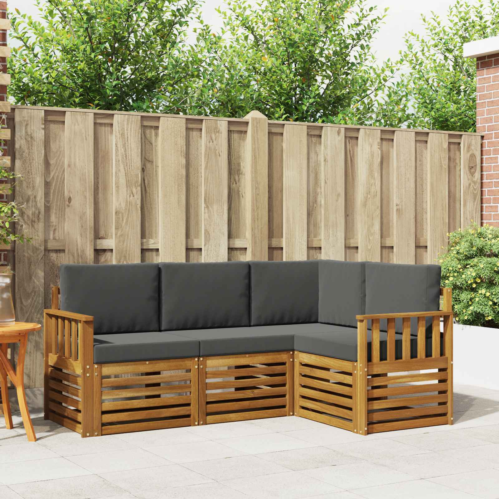 vidaXL Sofagarnituren 4 pcs Natur und Anthrazit Massivholz Akazie
