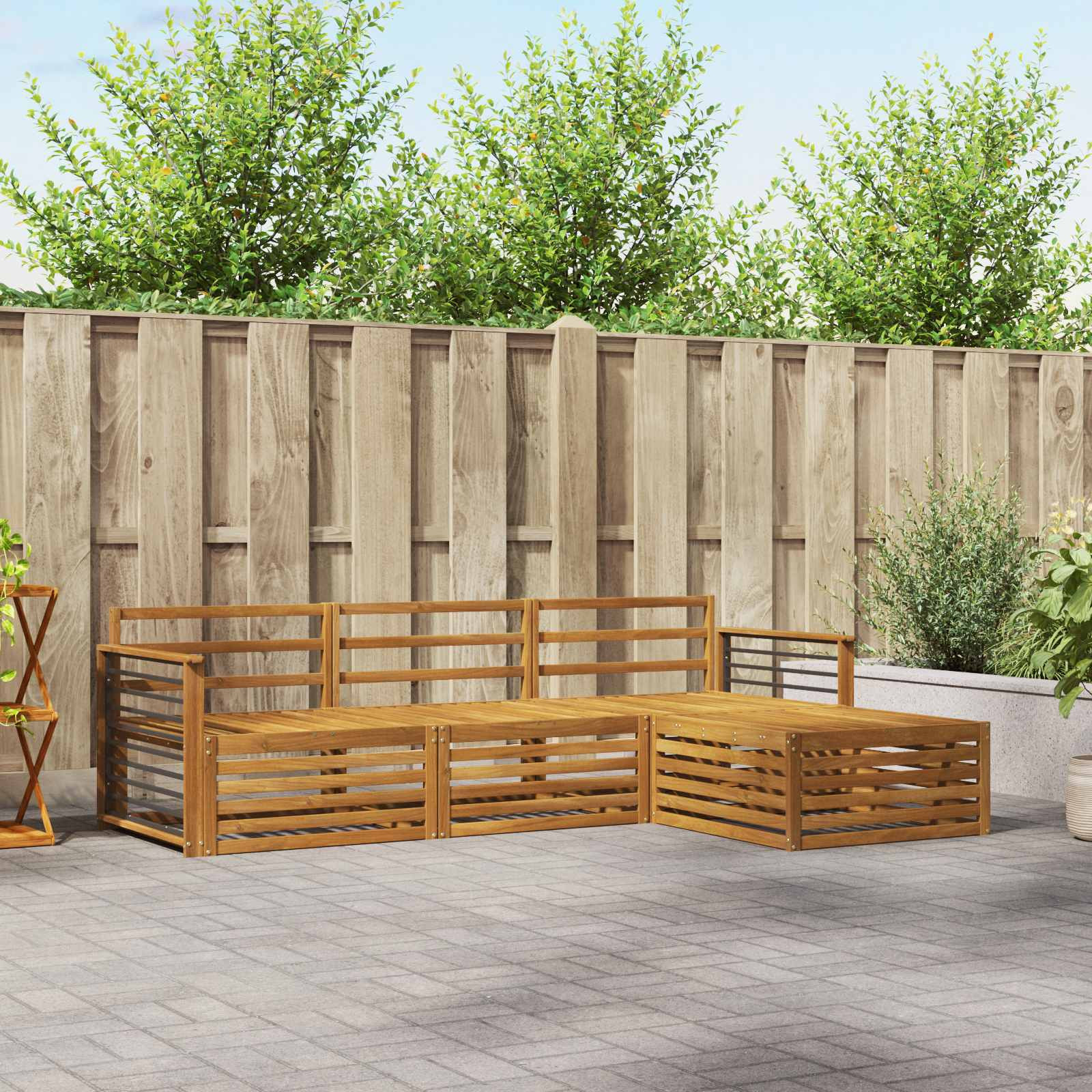 vidaXL Outdoor-Sofagarnitur Natur 249,5 x 162,5 x 73 cm