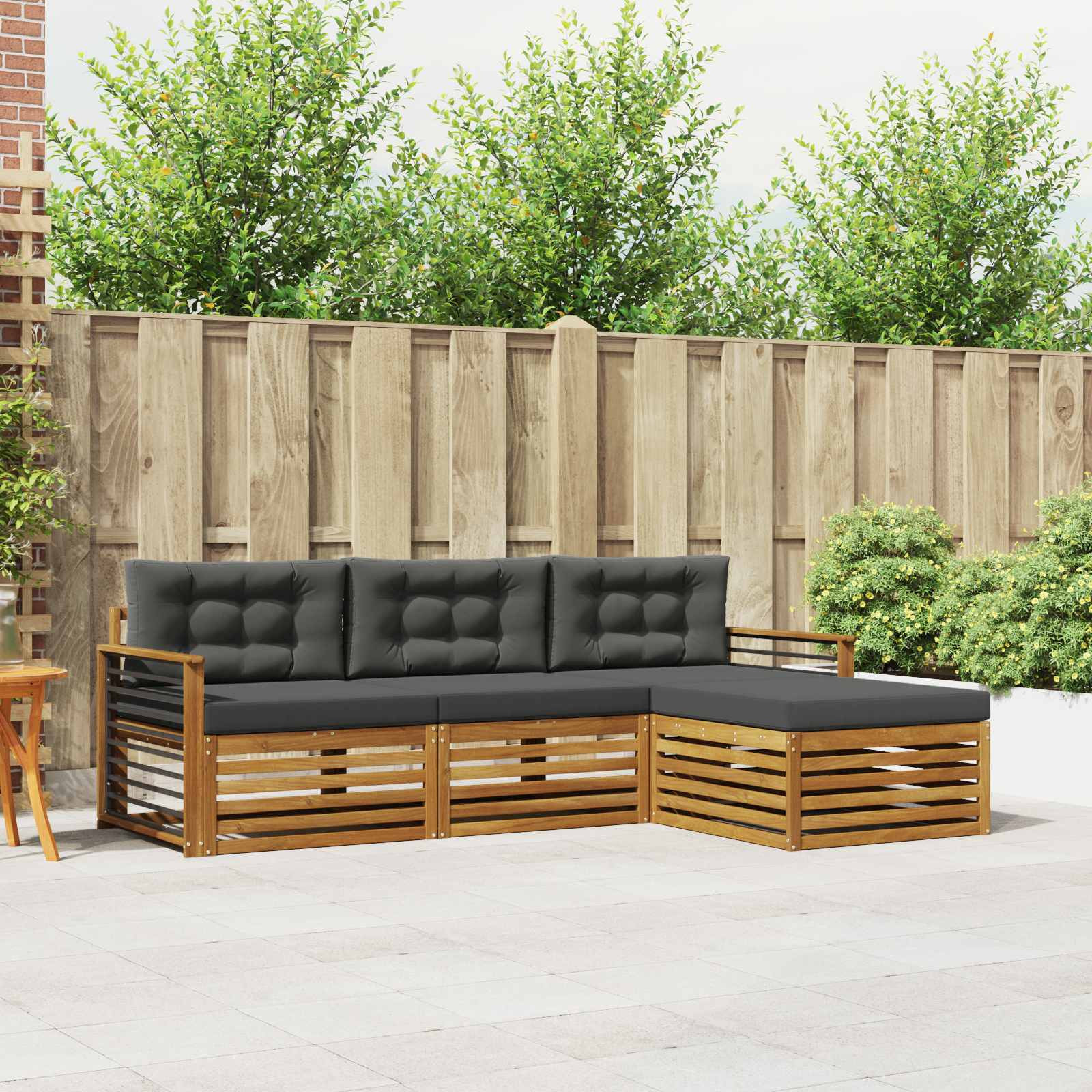 vidaXL Outdoor-Sofagarnitur Natur und Anthrazit 249,5 x 162,5 x 73 cm