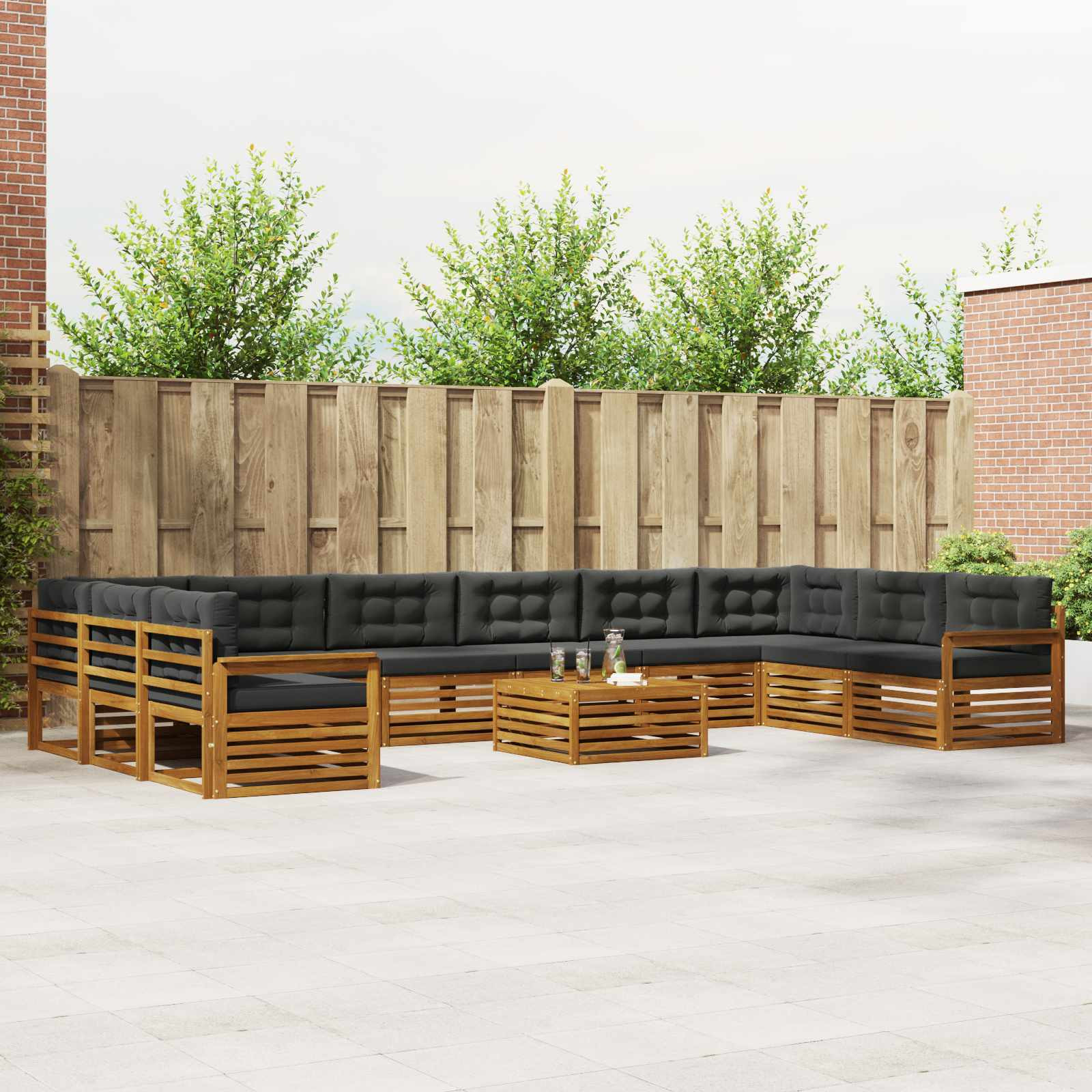 vidaXL Sofagarnituren 11 pcs Natur und Anthrazit Massivholz Akazie