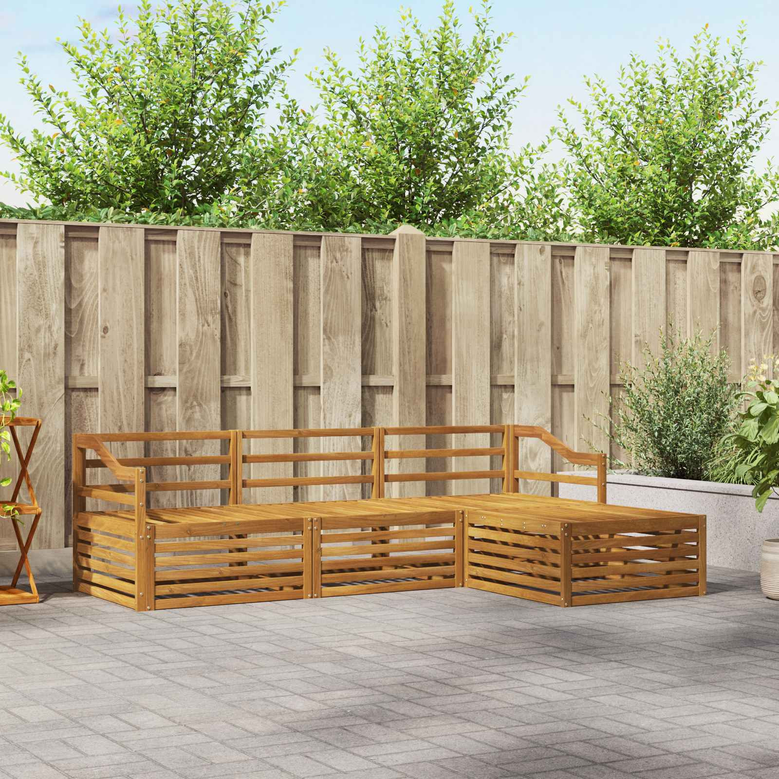 vidaXL Outdoor-Sofagarnitur Natur 245,5 x 162,5 x 73 cm