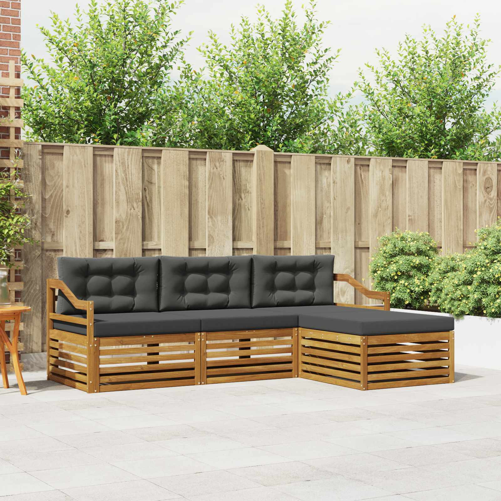 vidaXL Outdoor-Sofagarnitur Natur und Anthrazit 245,5 x 162,5 x 73 cm