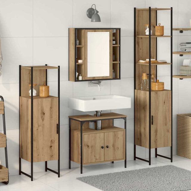 vidaXL Badezimmermöbel-Set 4 Stk. Artisan-Eiche 33 x 33 x 185,5 cm