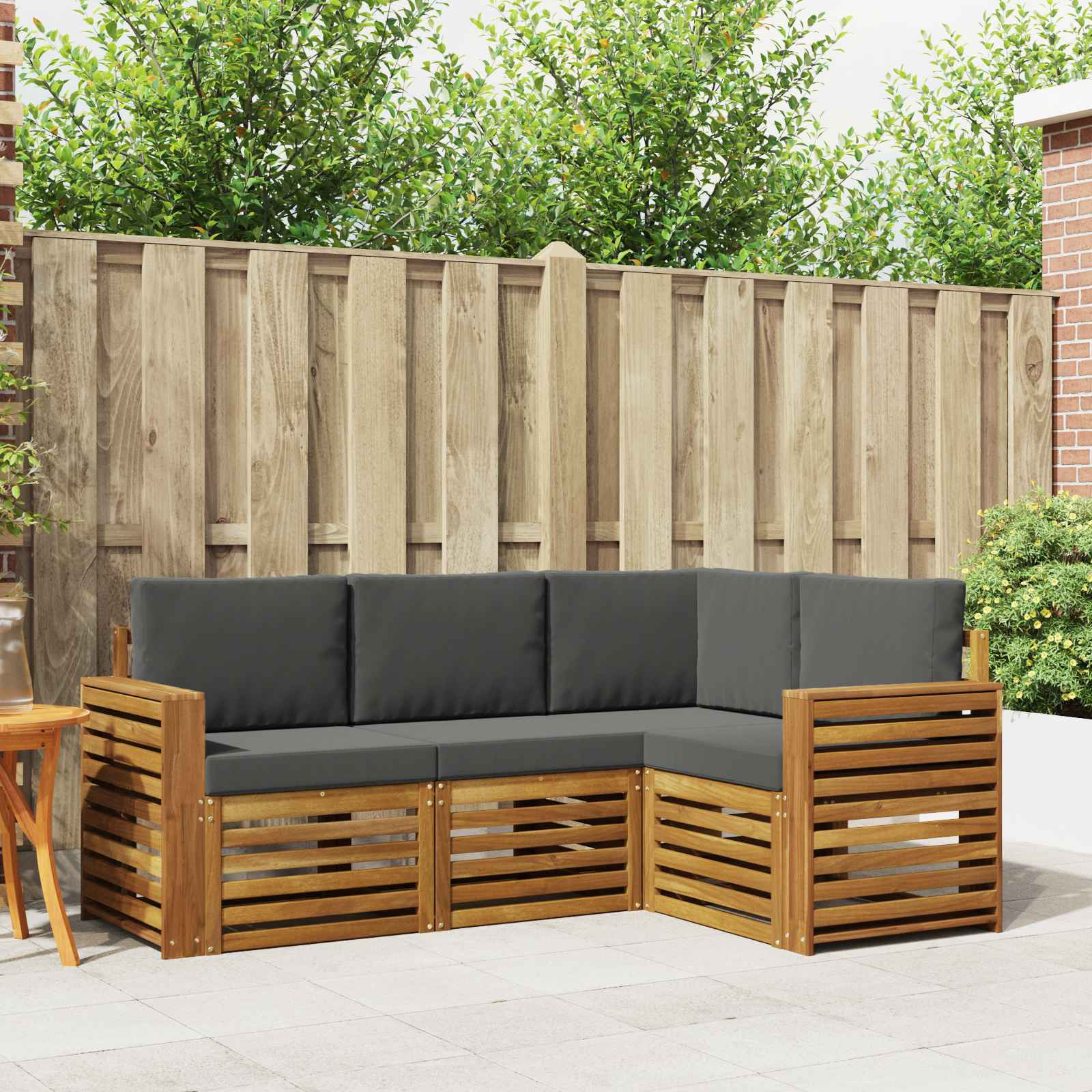 vidaXL Sofagarnituren 4 pcs Natur und Anthrazit Massivholz Akazie