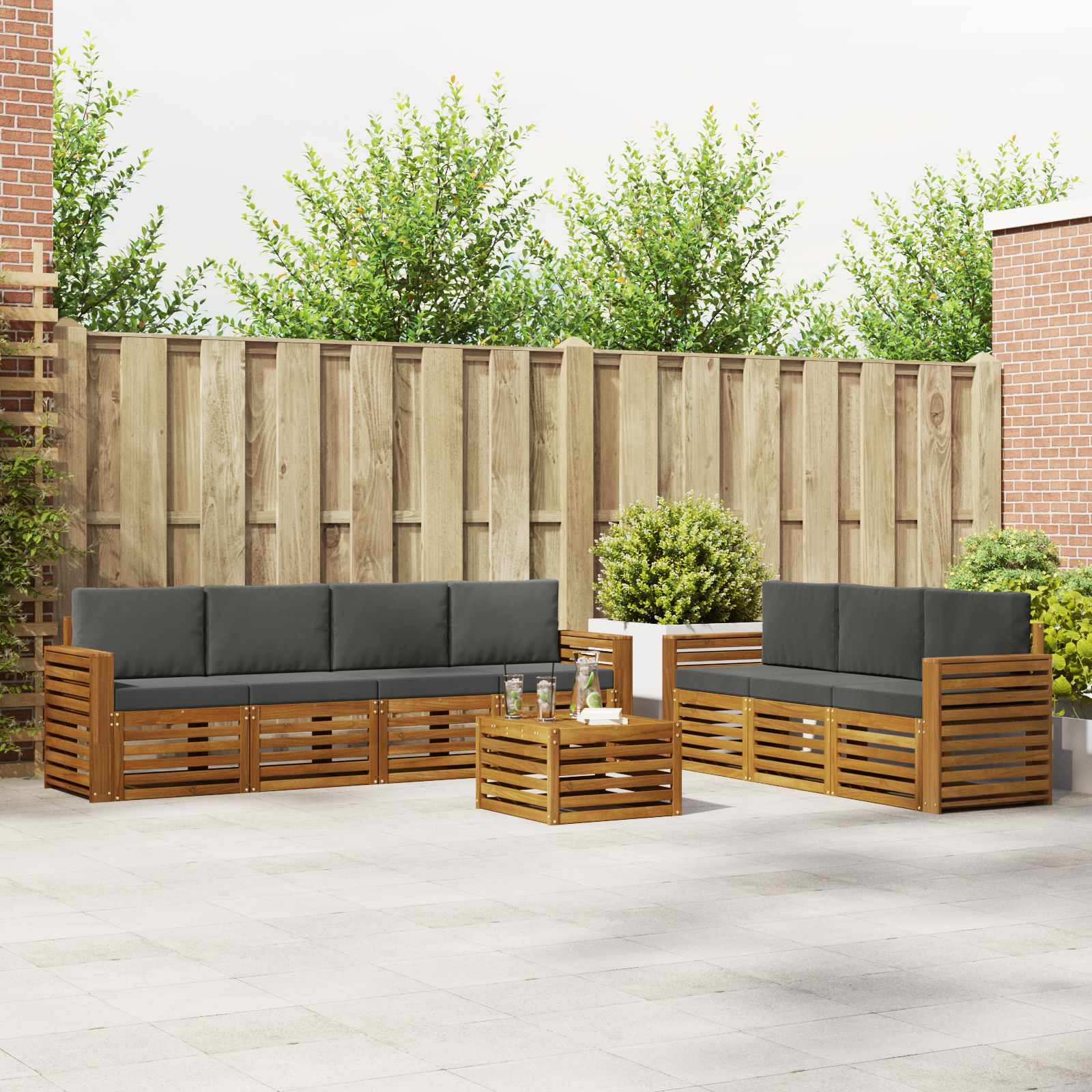 vidaXL Sofagarnituren 8 pcs Natur und Anthrazit Massivholz Akazie