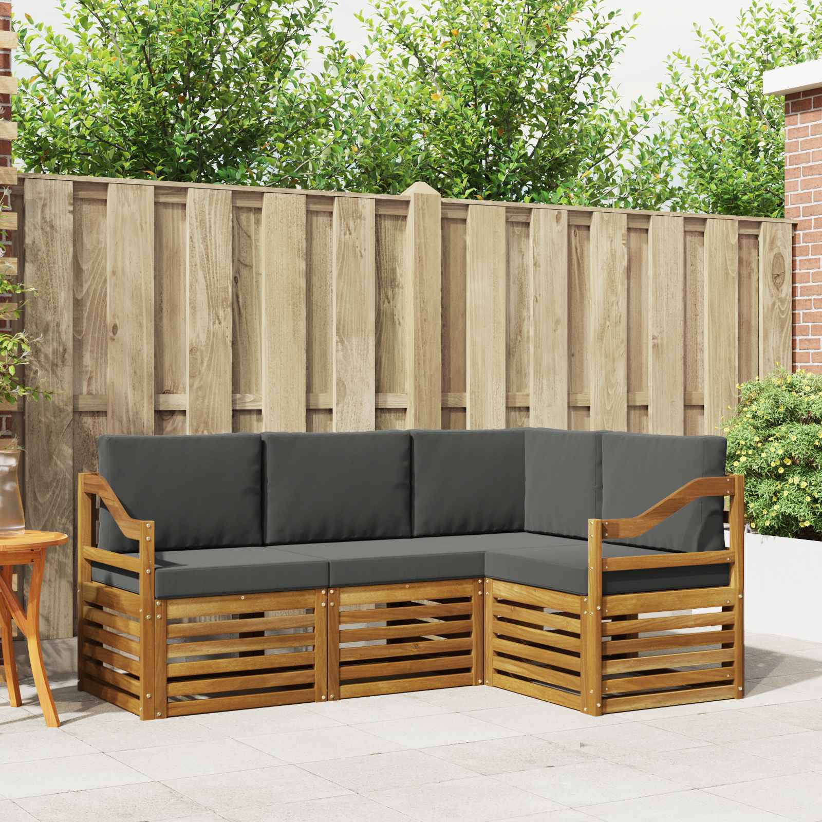 vidaXL Sofagarnituren 4 pcs Natur und Anthrazit Massivholz Akazie