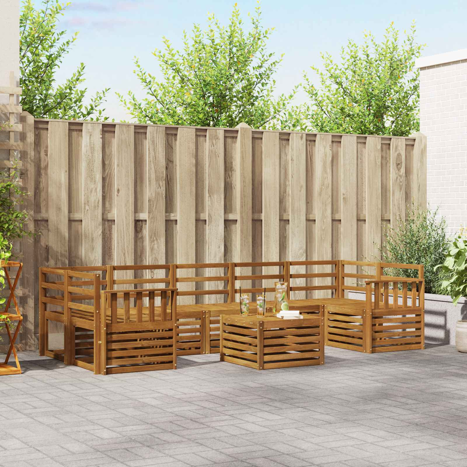 vidaXL Sofagarnituren 8 pcs Natur Massivholz Akazie