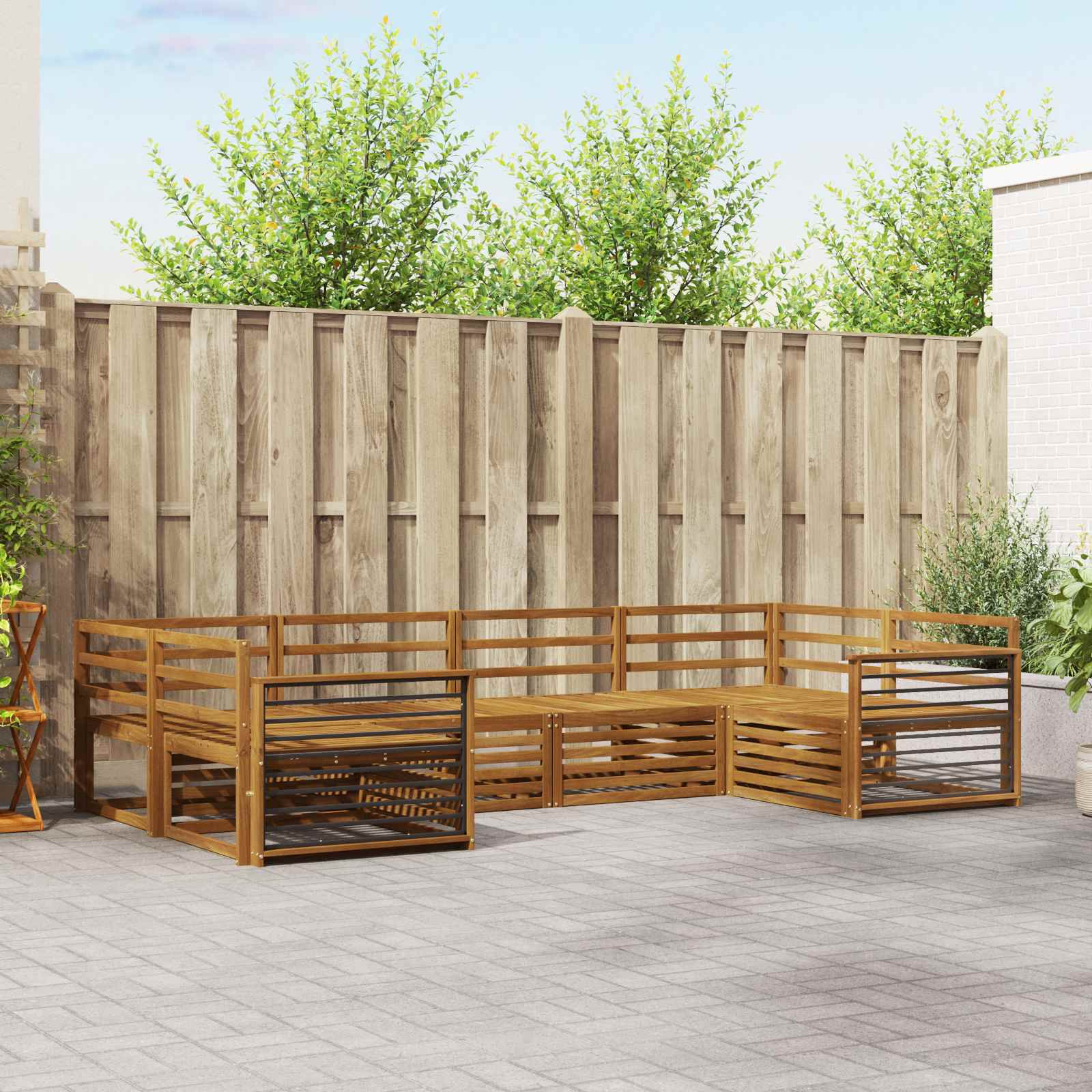 vidaXL Sofagarnituren 6 pcs Natur Massivholz Akazie