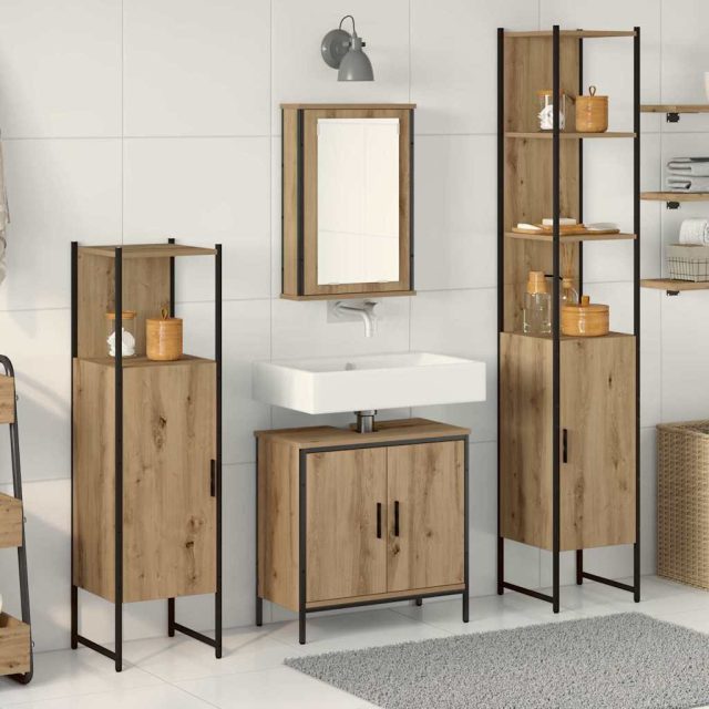 vidaXL Badezimmermöbel-Set 4 Stk. Braun 33 x 33 x 185,5 cm