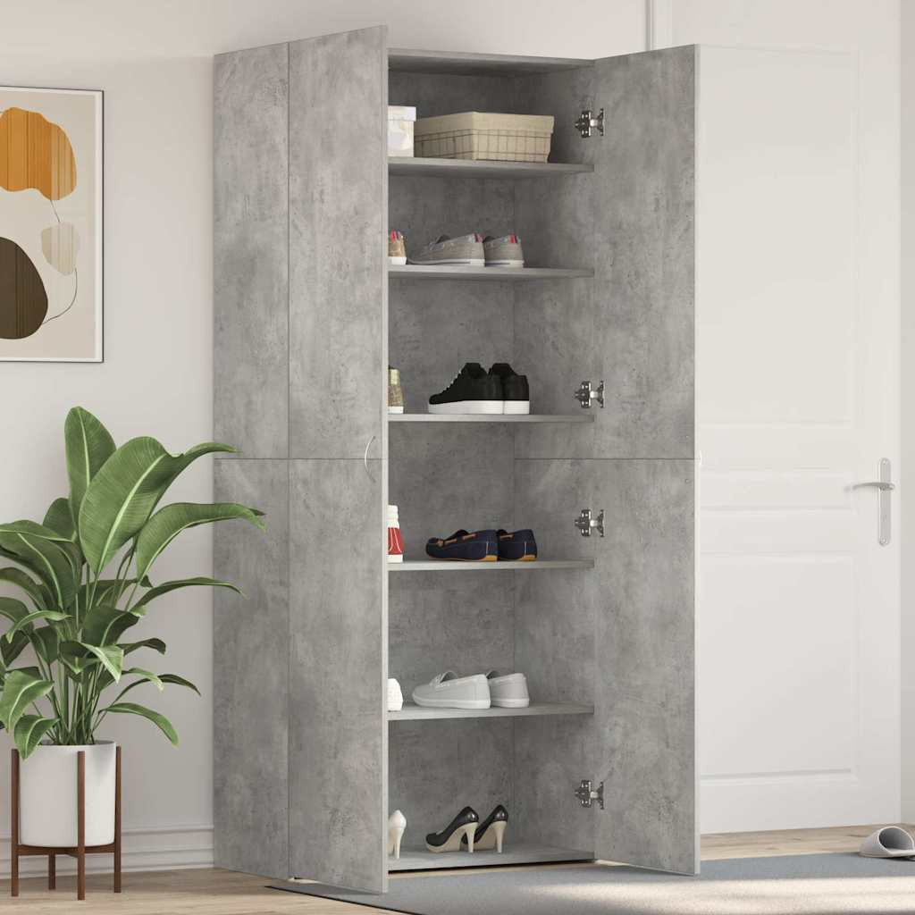 vidaXL Schuhschrank mit Regal Grau 80 x 35,5 x 180 cm Holzwerkstoff