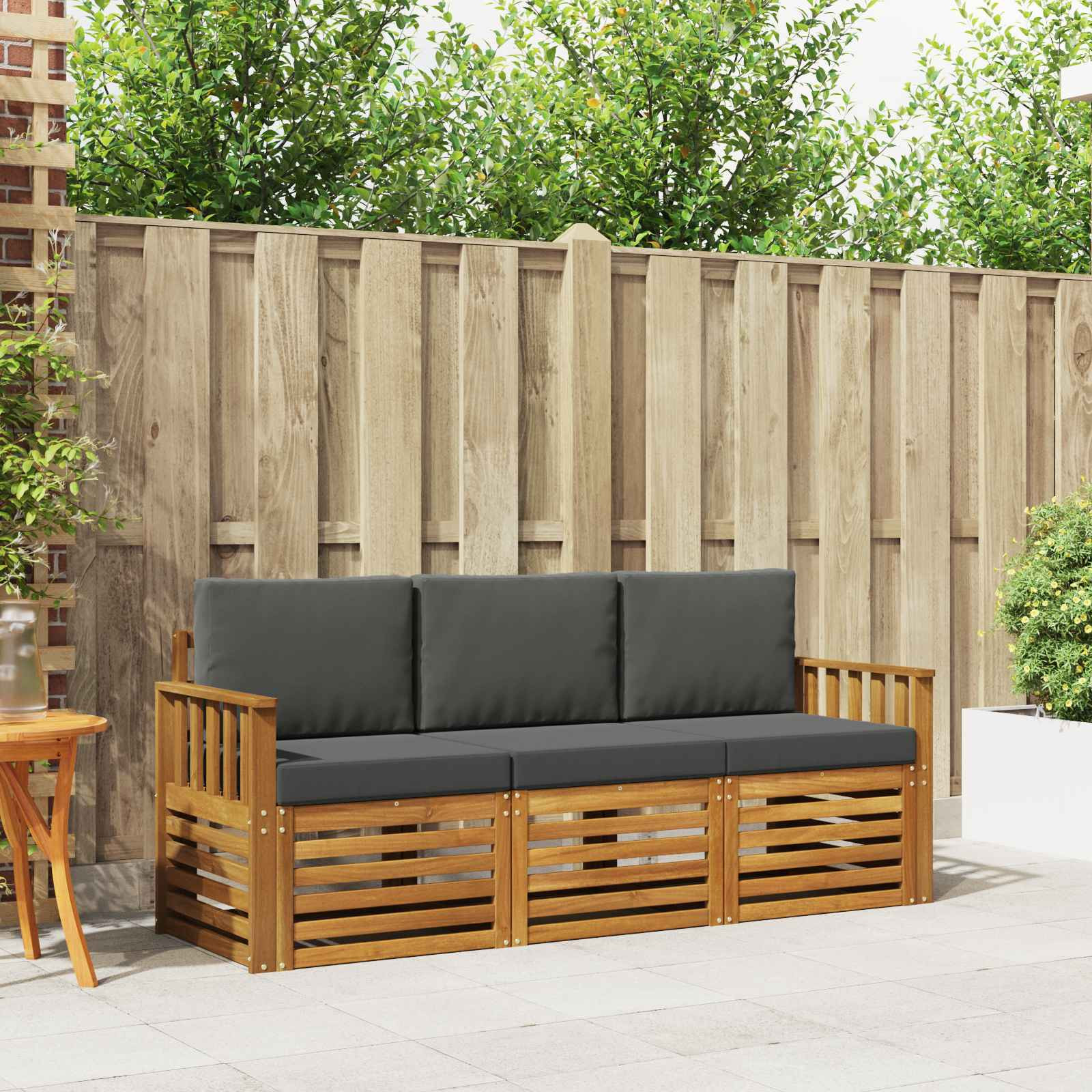 vidaXL Sofagarnituren 3 pcs Natur und Anthrazit Massivholz Akazie