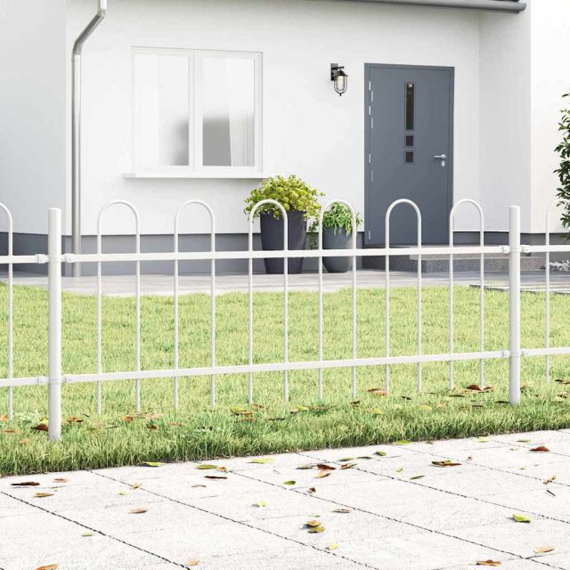 vidaXL Gartenzaun 6 pcs Weiß 10,2 x 0,6 m Pulverbeschichteter Stahl