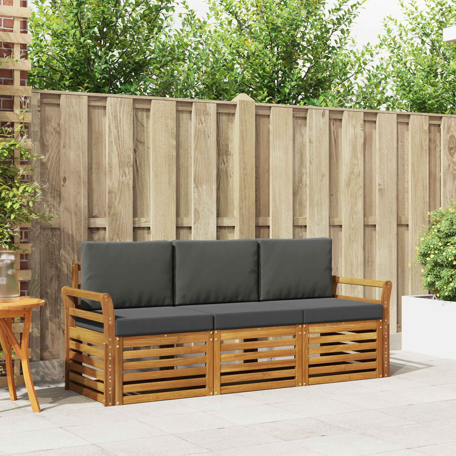vidaXL Sofagarnituren 3 pcs Natur und Anthrazit Massivholz Akazie