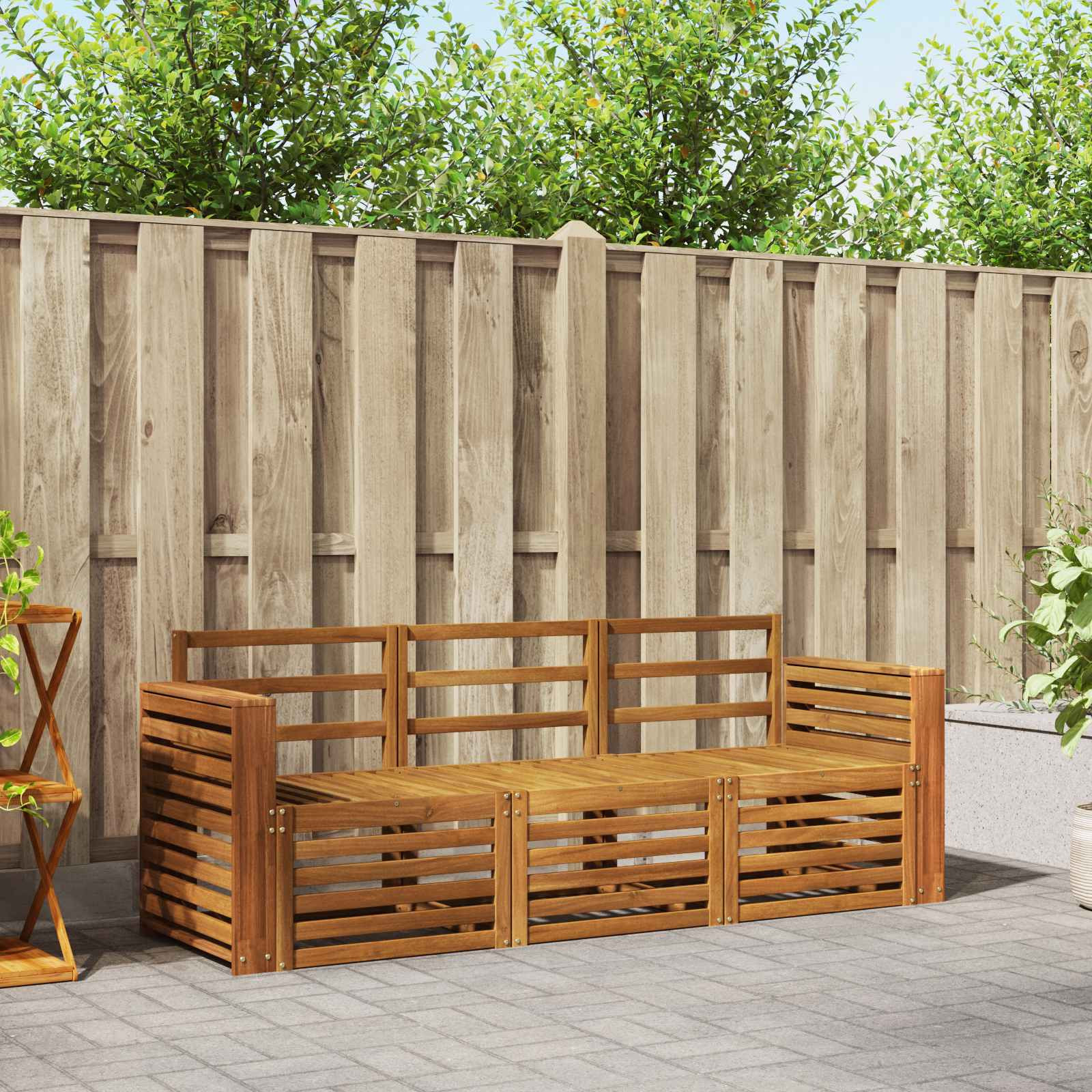 vidaXL Sofagarnituren 3 pcs Natur Massivholz Akazie