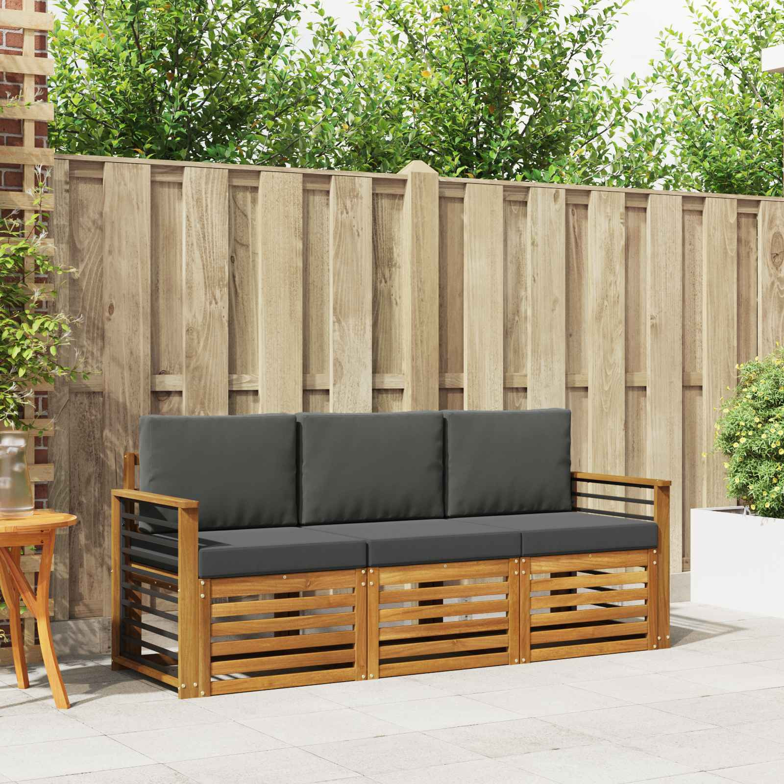 vidaXL Sofagarnituren 3 pcs Natur und Anthrazit Massivholz Akazie