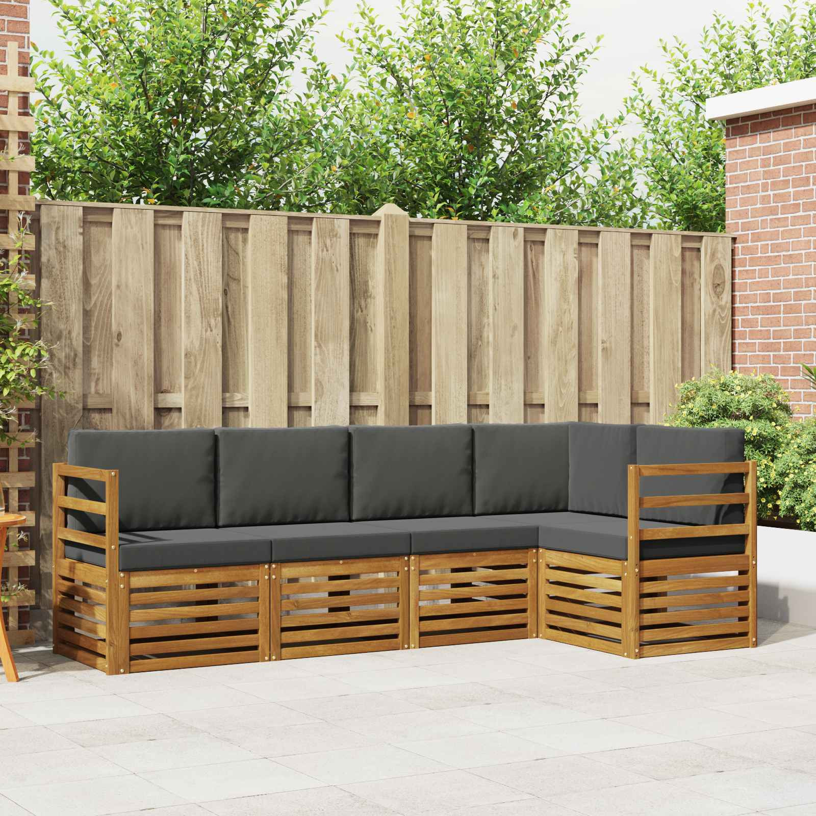 vidaXL Ecksofa Set 5 pcs Natur und Anthrazit Massivholz Akazie
