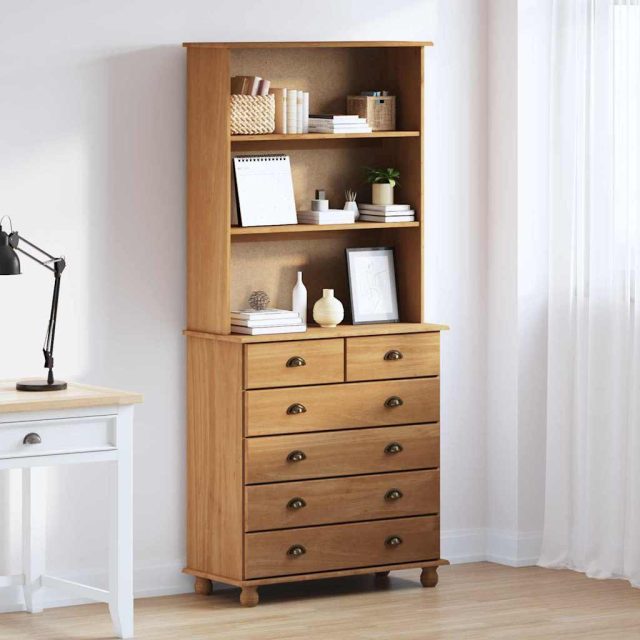 vidaXL Hutch ASKIM Honigwachs 91 x 40 x 200,5 cm Massives Kiefernholz