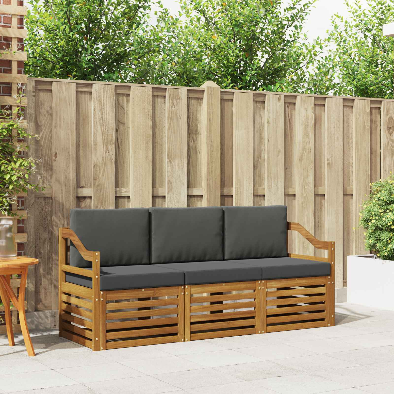 vidaXL Sofagarnituren 3 pcs Natur und Anthrazit Massivholz Akazie