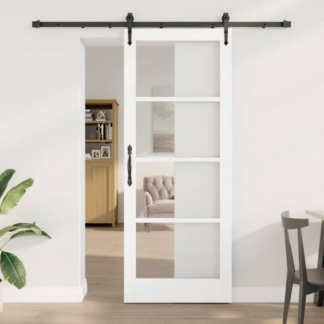 vidaXL Schiebetür Weiß und Schwarz 83 x 211 cm