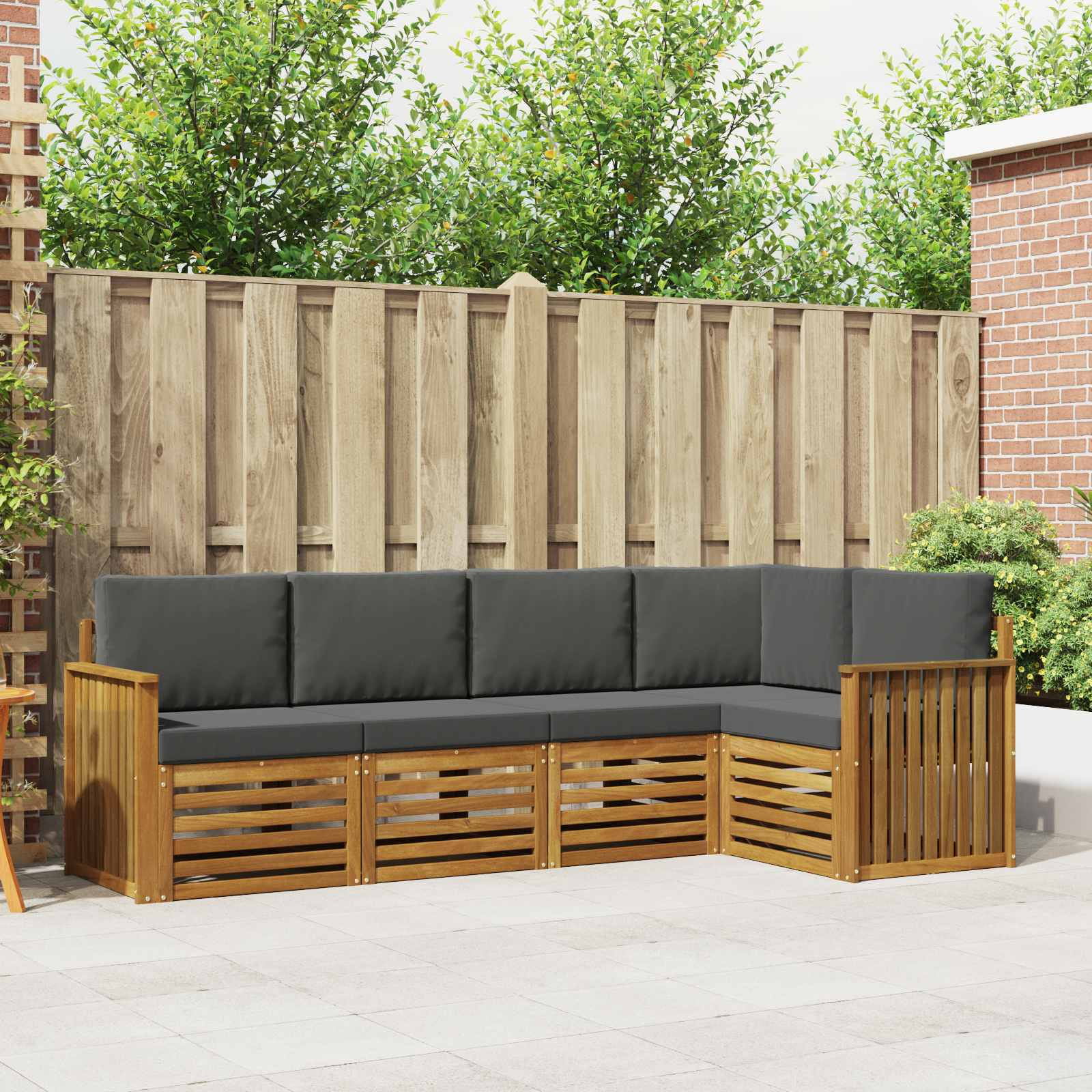 vidaXL Ecksofa Set 5 pcs Natur und Anthrazit Massivholz Akazie