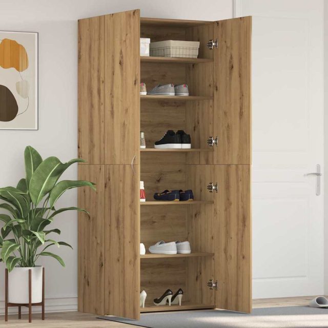 vidaXL Schuhschrank 80 x 35,5 x 180 cm Holzwerkstoff Braun