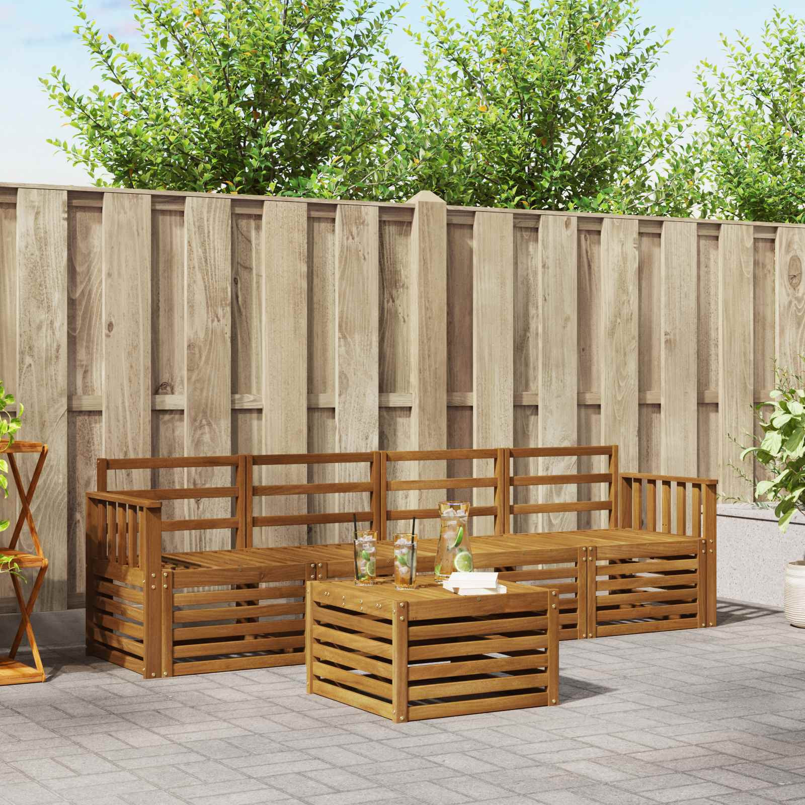 vidaXL Sofagarnituren 5 pcs Natur Massivholz Akazie