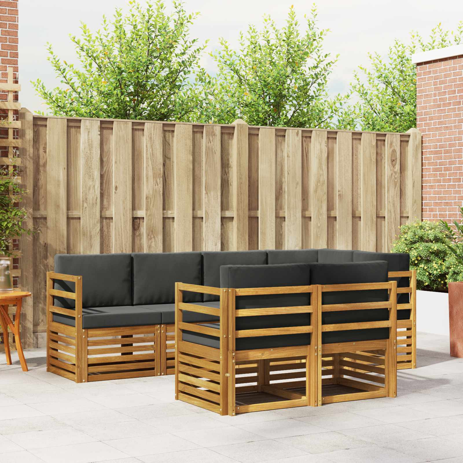vidaXL Ecksofa Set mit Kissen 7 pcs Natur und Anthrazit