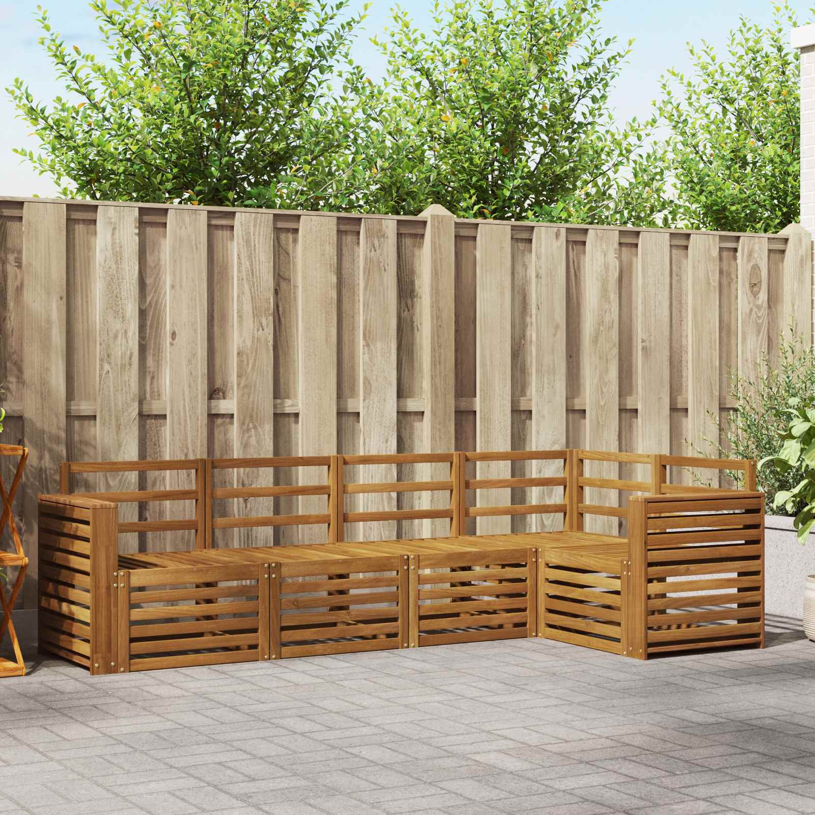 vidaXL Ecksofa Set 5 pcs Natur Massivholz Akazie