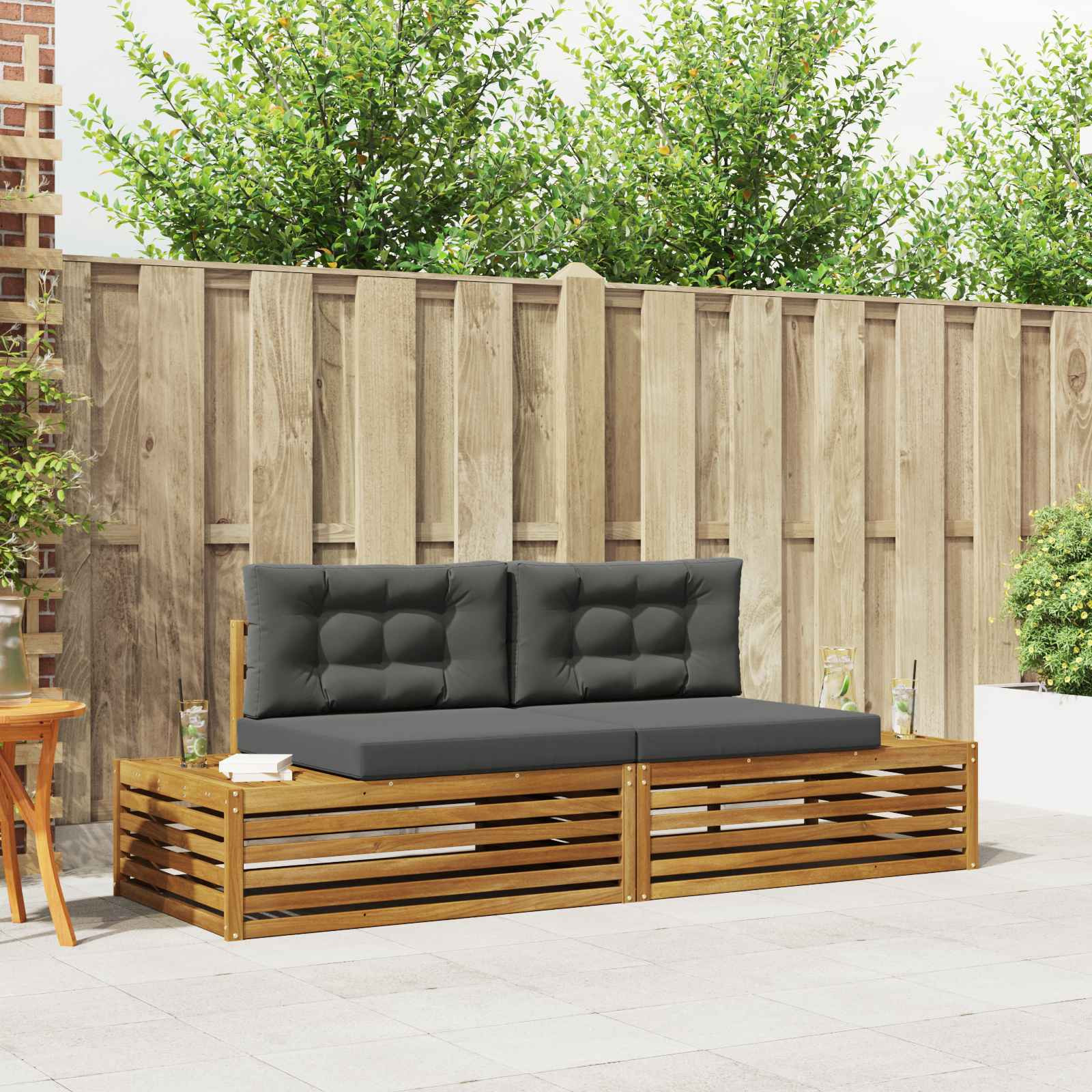 vidaXL Outdoor-Sofagarnitur Natur und Anthrazit 203,5 x 83 x 73 cm