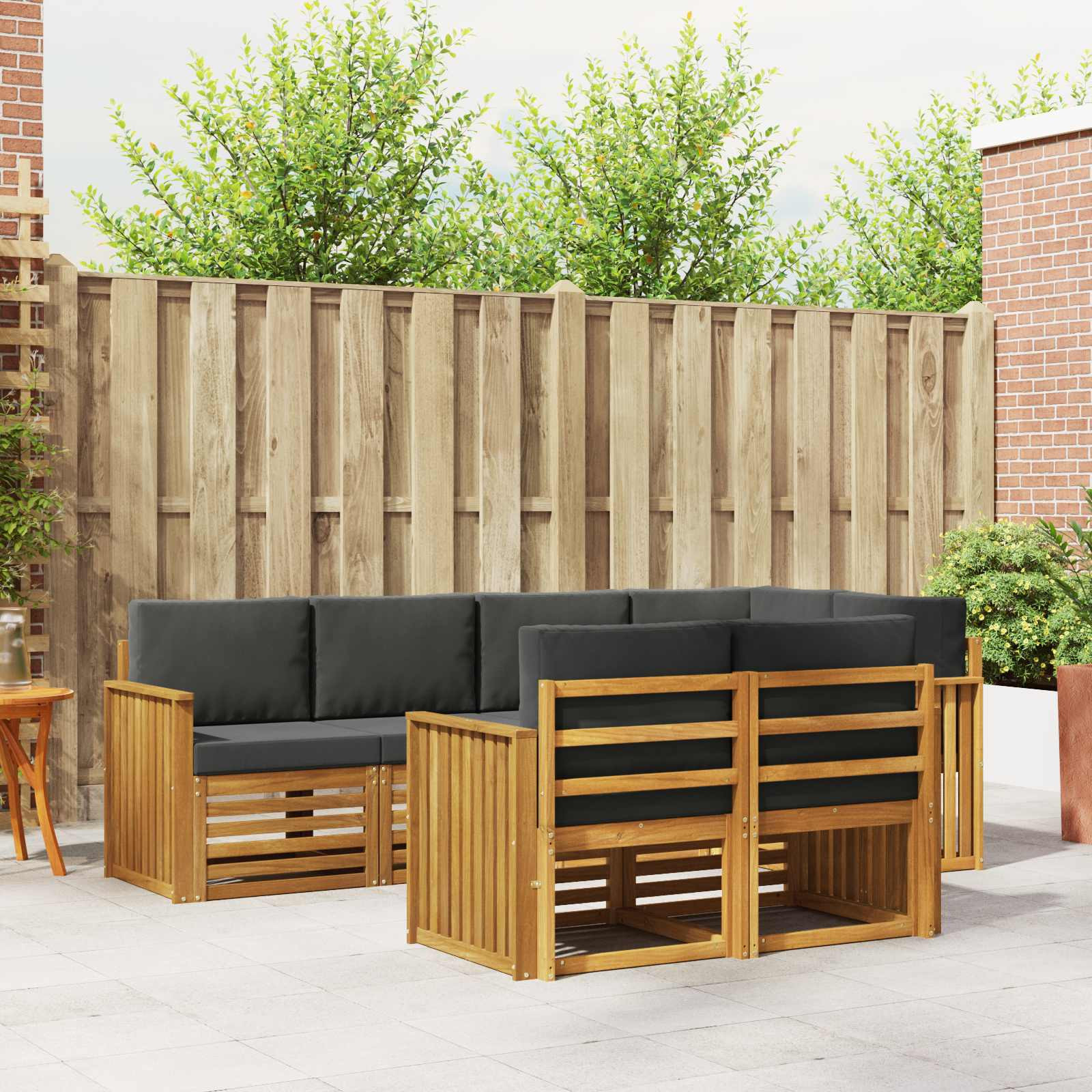 vidaXL Ecksofa Set mit Kissen 7 pcs Natur und Anthrazit