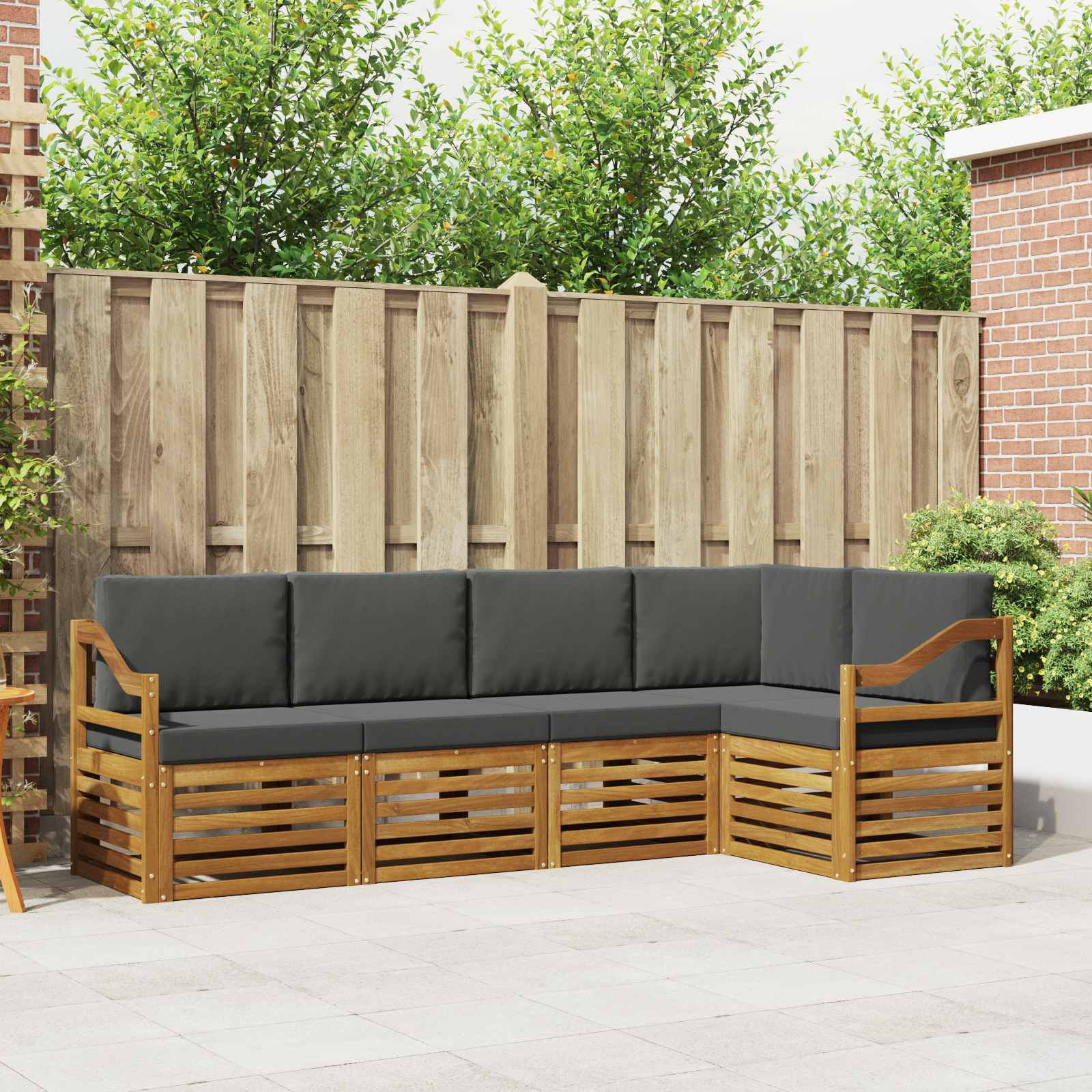 vidaXL Ecksofa Set 5 pcs Natur und Anthrazit Massivholz Akazie