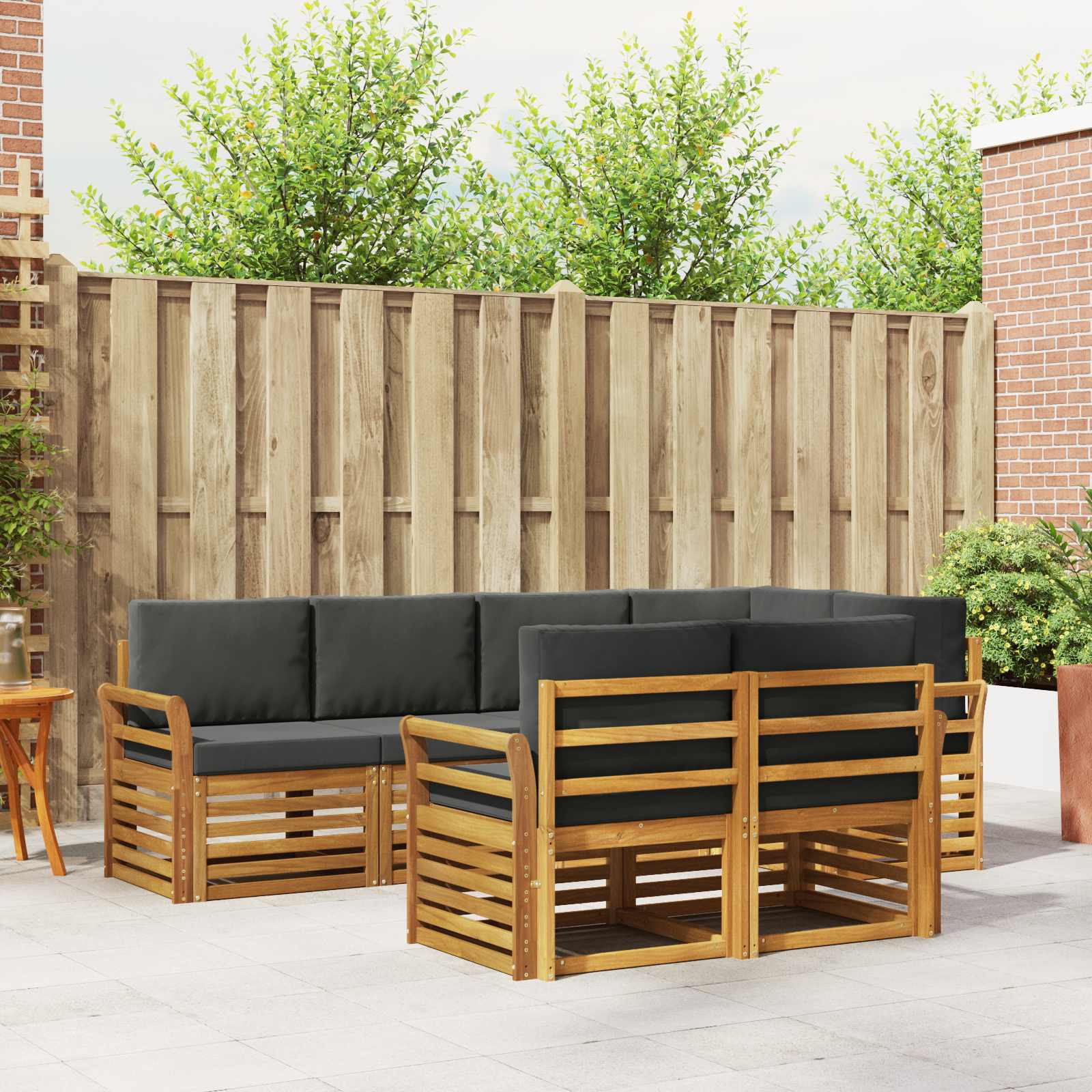 vidaXL Ecksofa Set mit Kissen 7 pcs Natur und Anthrazit