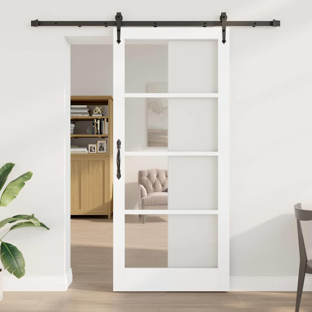 vidaXL Schiebetür Weiß und Schwarz 93 x 211 cm