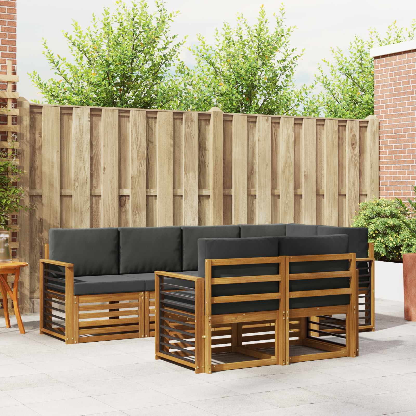 vidaXL Ecksofa Set mit Kissen 7 pcs Natur und Anthrazit