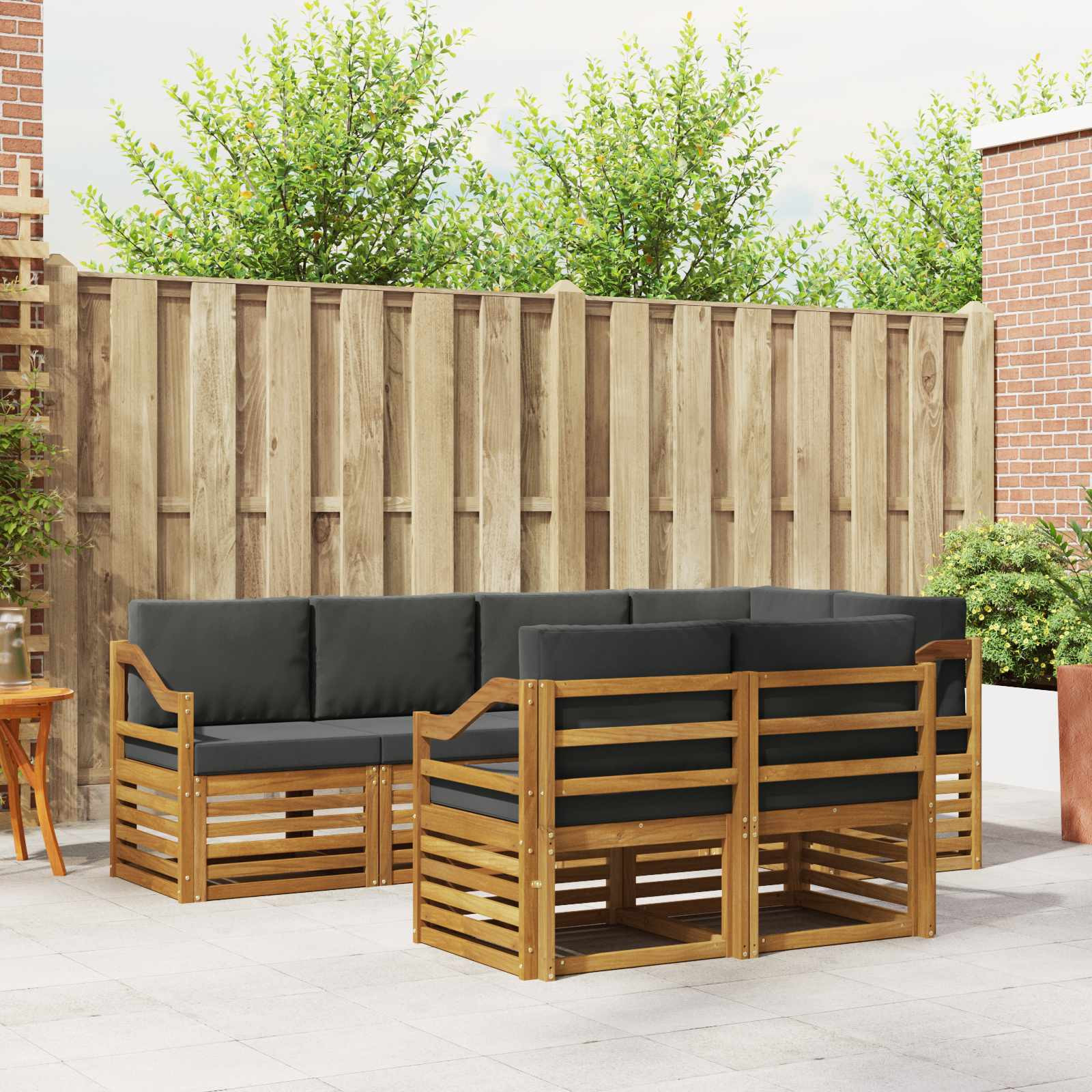 vidaXL Ecksofa Set mit Kissen 7 pcs Natur und Anthrazit